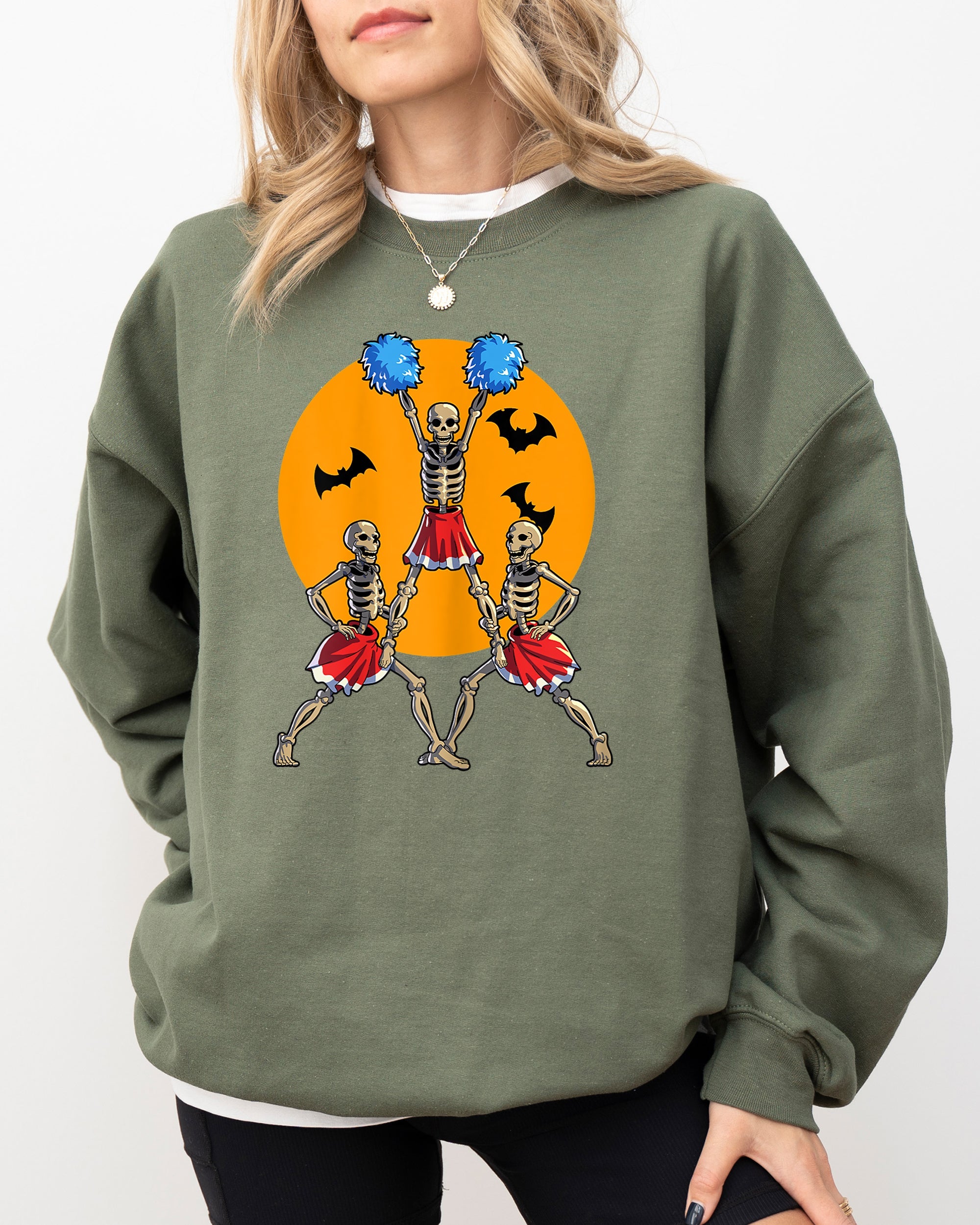 Cheerleader Skeleton Ghost Spooky Witch Meme Halloween Costume Design Sweatshirt