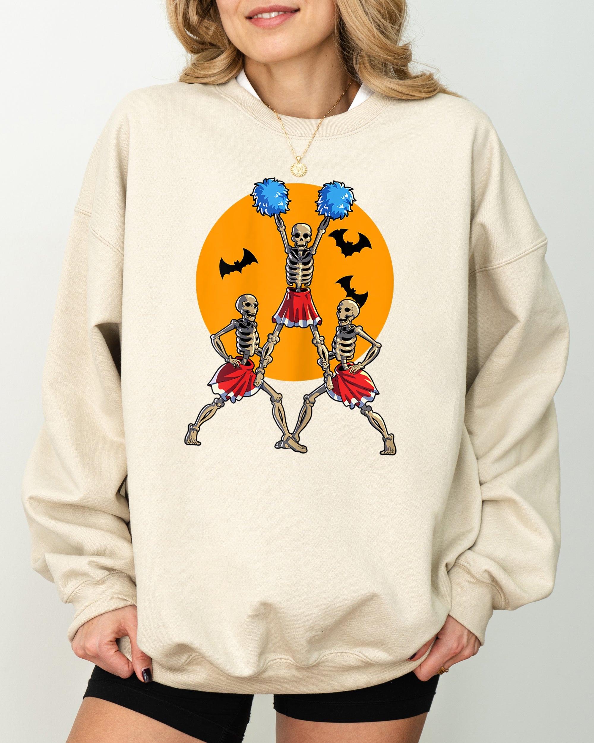 Cheerleader Skeleton Ghost Spooky Witch Meme Halloween Costume Design Sweatshirt