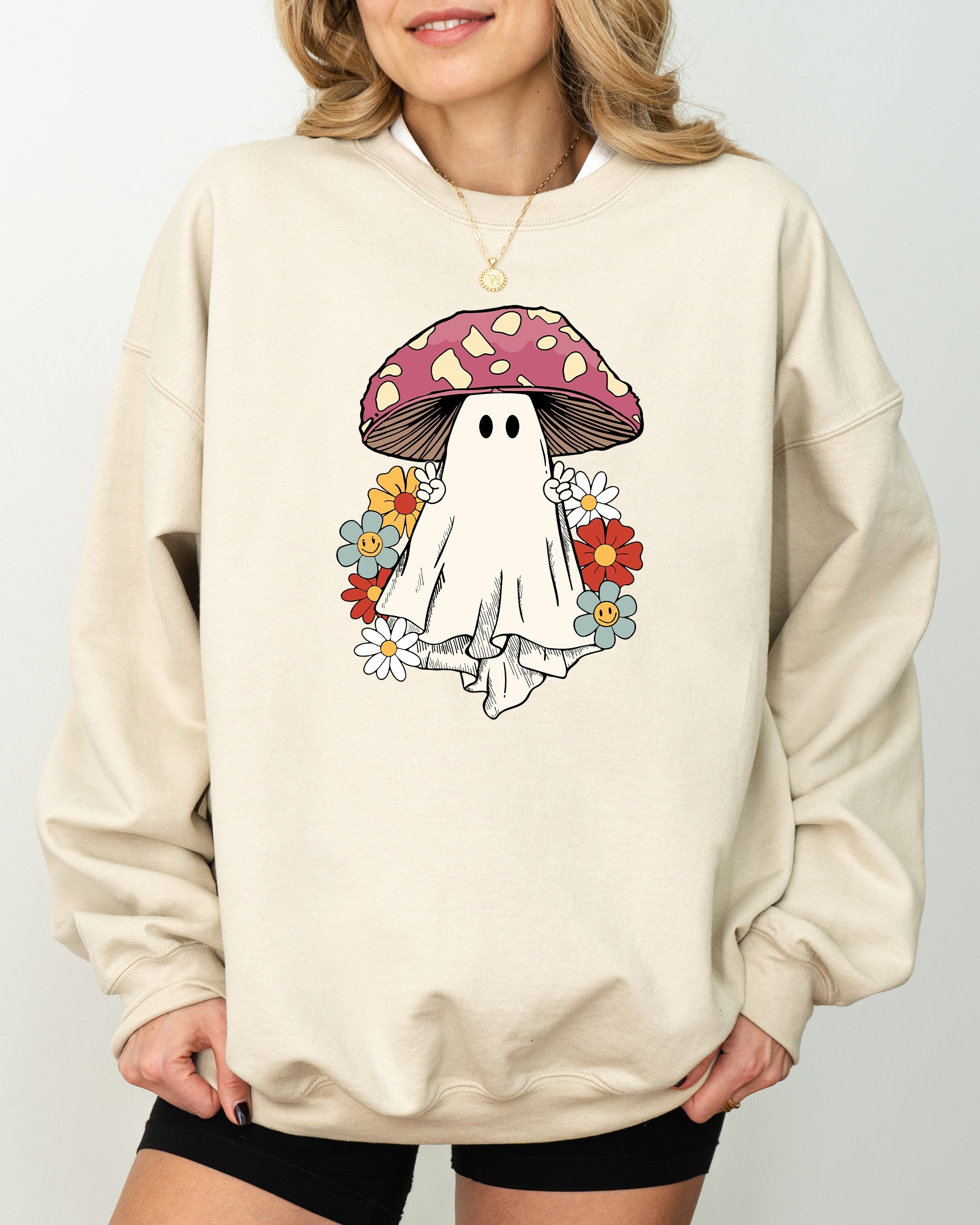 Mushroom Ghost Skeleton Spooky Funny Witch Aesthetic Meme Halloween Costume Sweatshirt