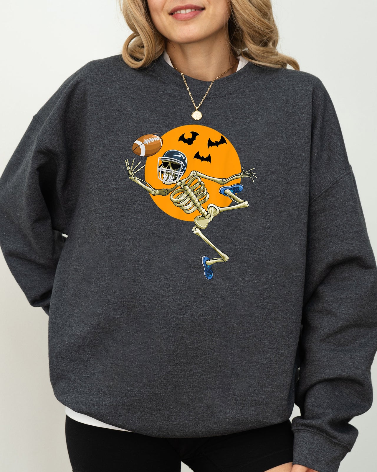 American Football Skeleton Spooky Witch Meme Halloween Costume Design Sweatshirt