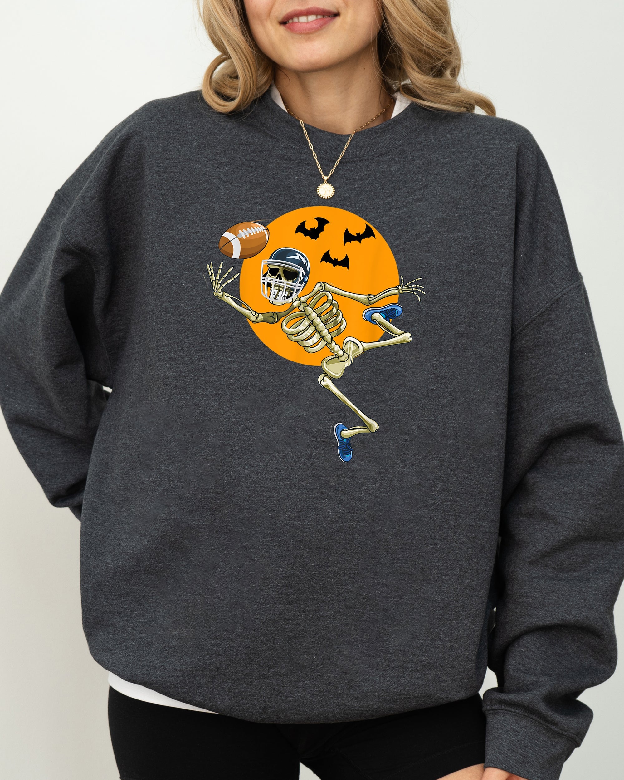 American Football Skeleton Spooky Witch Meme Halloween Costume Design Sweatshirt