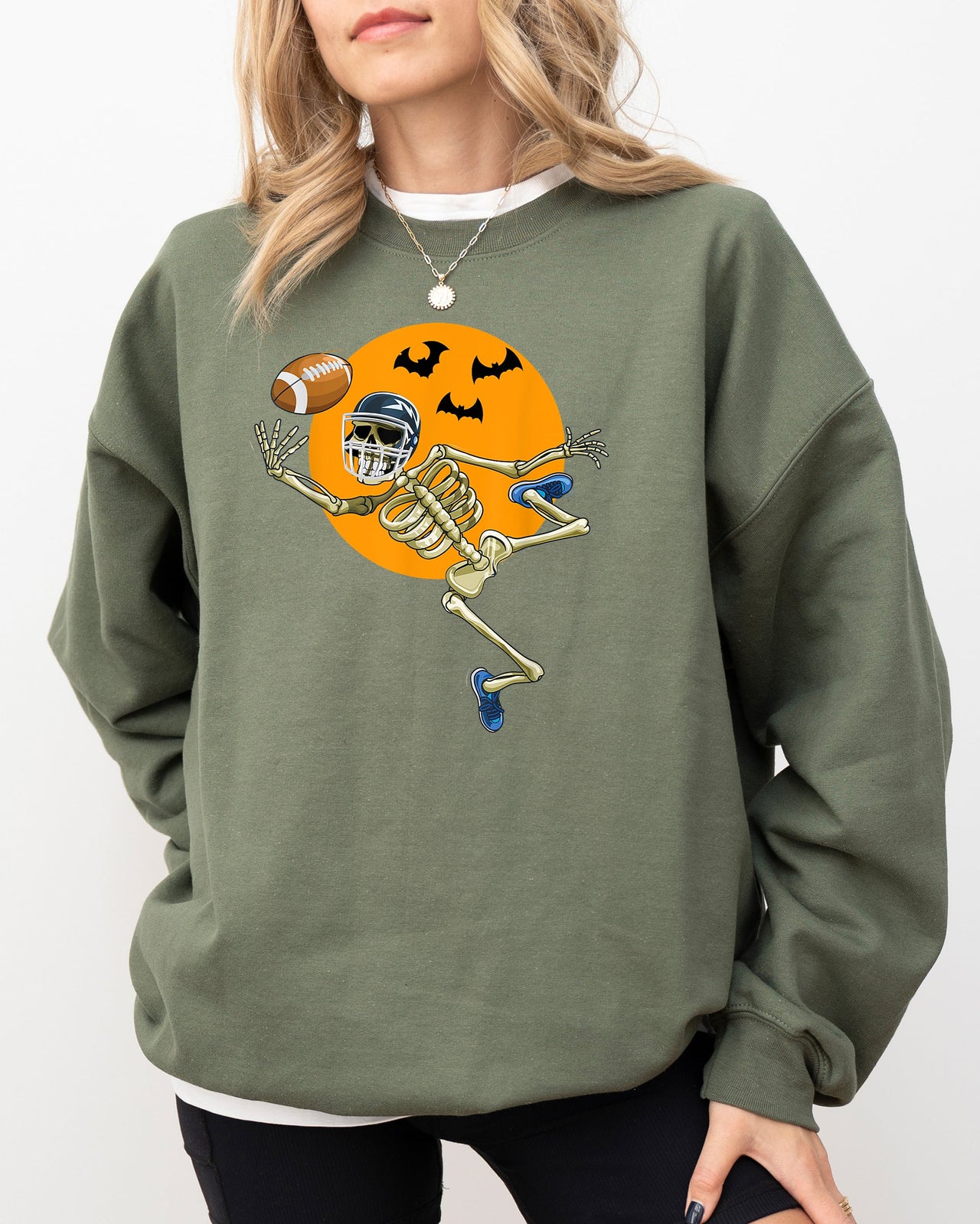 American Football Skeleton Spooky Witch Meme Halloween Costume Design Sweatshirt