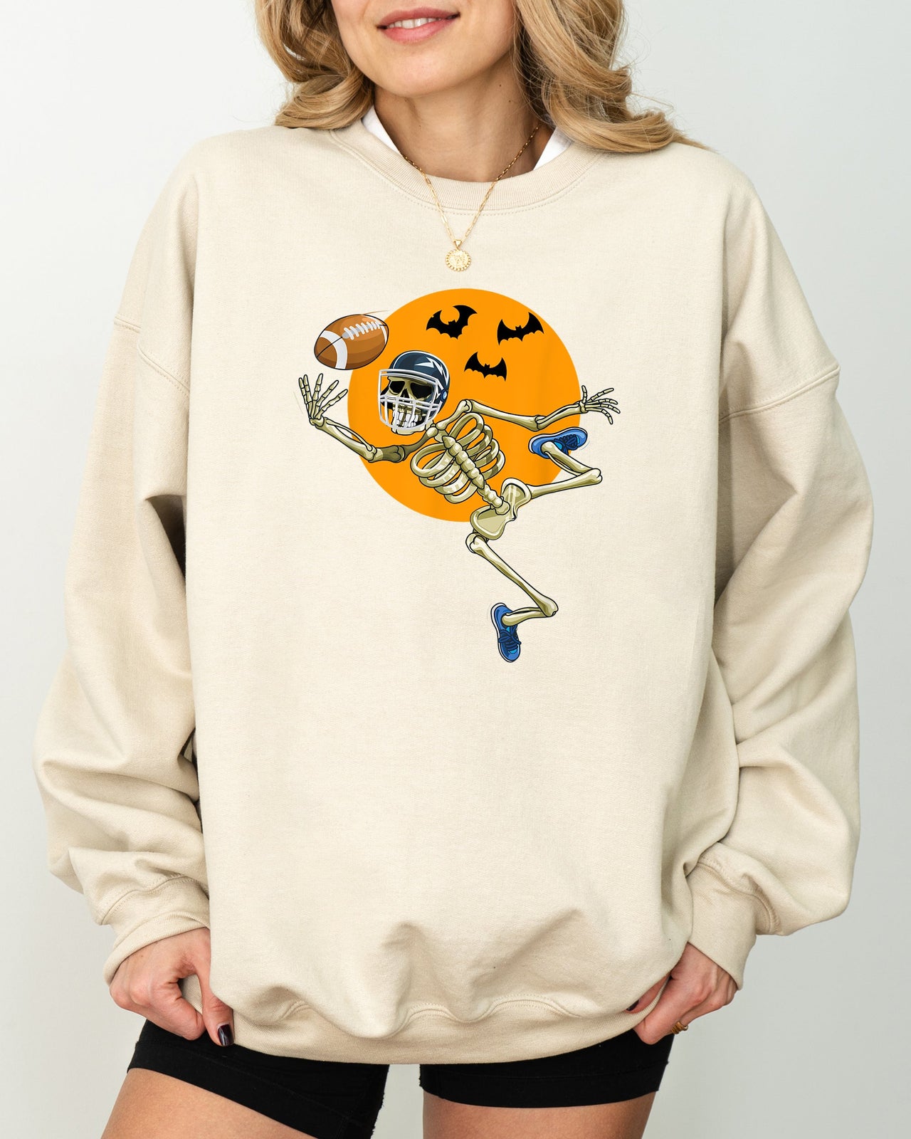 American Football Skeleton Spooky Witch Meme Halloween Costume Design Sweatshirt