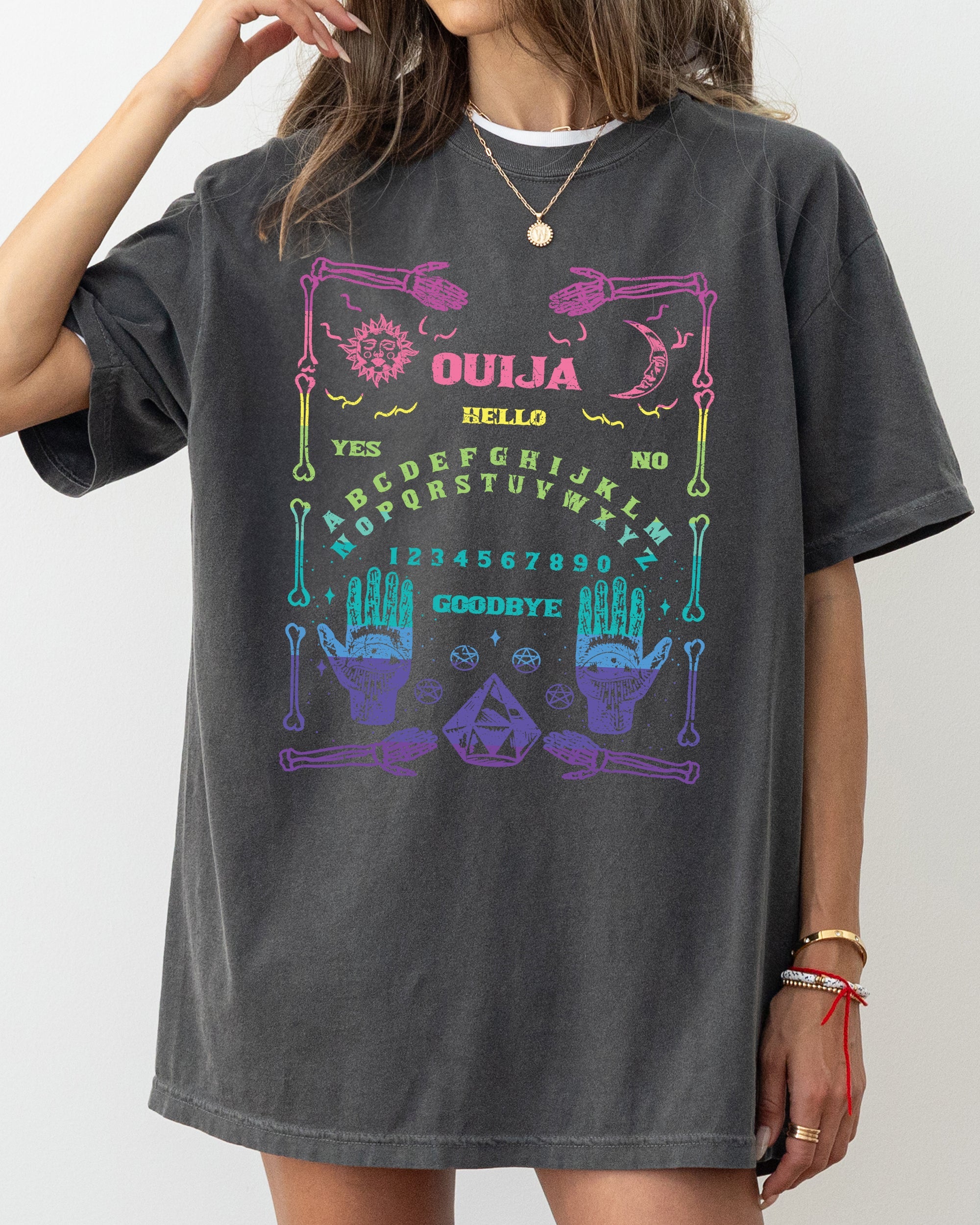 Spirit Board Ouija Skeleton Spooky Witch Halloween Meme Horror Night Vibes Comfort Colors Tee