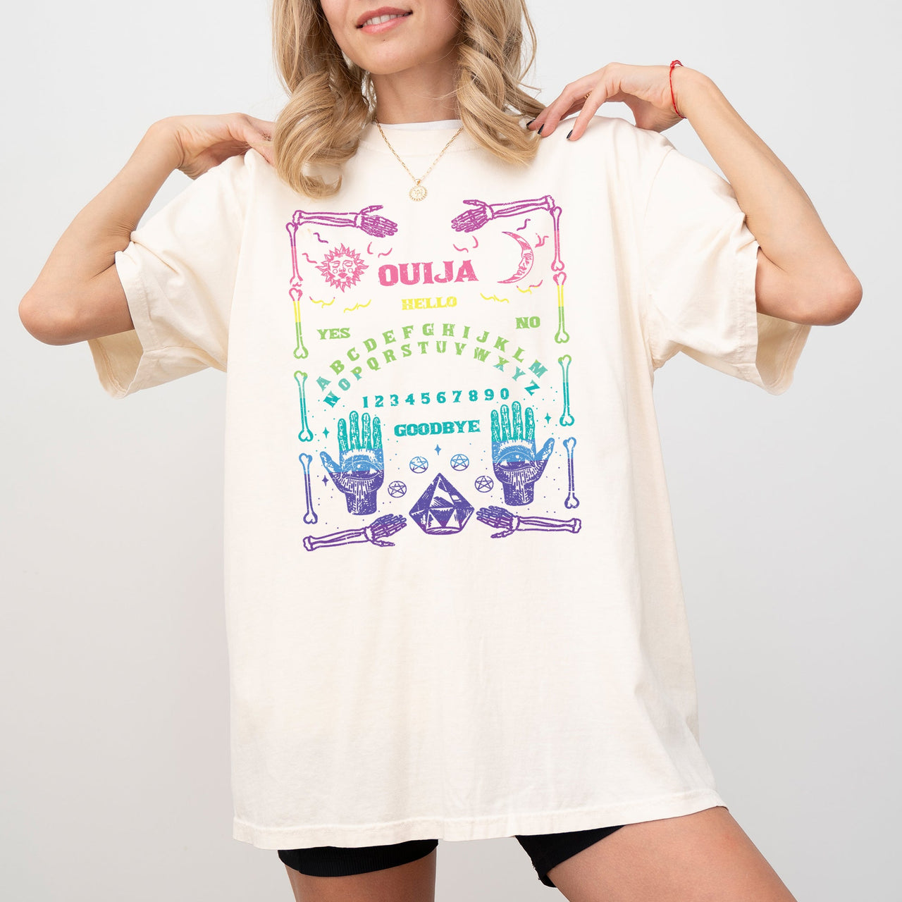 Spirit Board Ouija Skeleton Spooky Witch Halloween Meme Horror Night Vibes Comfort Colors Tee