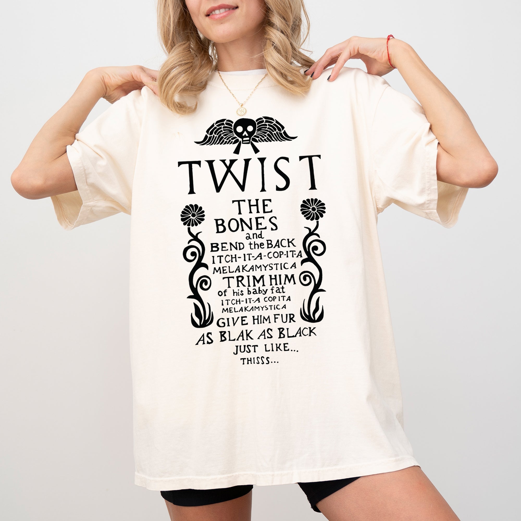 Twist The Bones Skeleton Spooky Ghost Witch Aesthetic Halloween Costume Comfort Colors Tee