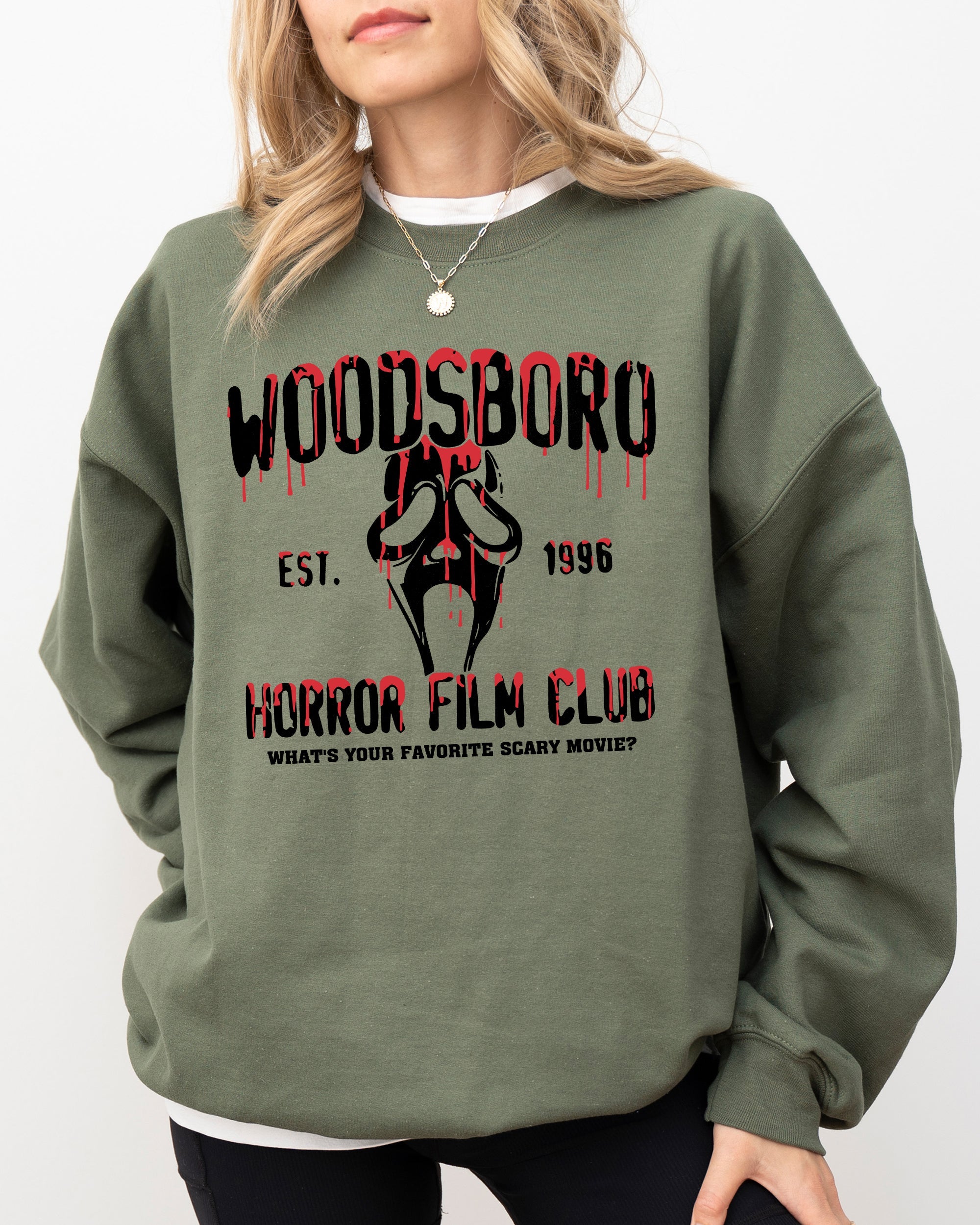 Woodsboro Horror Film Skeleton Spooky Ghost Funny Witch Aesthetic Meme Halloween Costume Sweatshirt