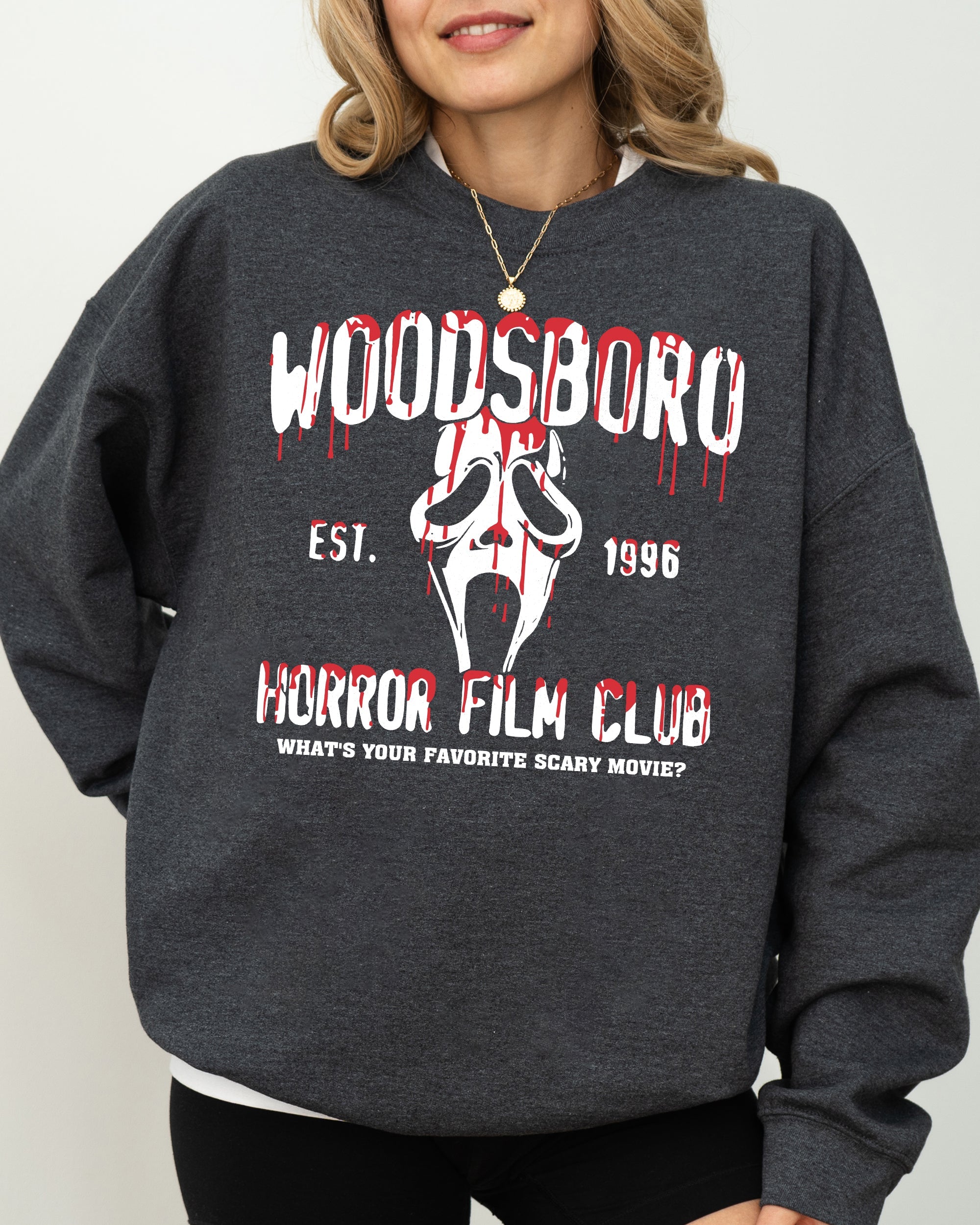 Woodsboro Horror Film Skeleton Spooky Ghost Funny Witch Aesthetic Meme Halloween Costume Sweatshirt