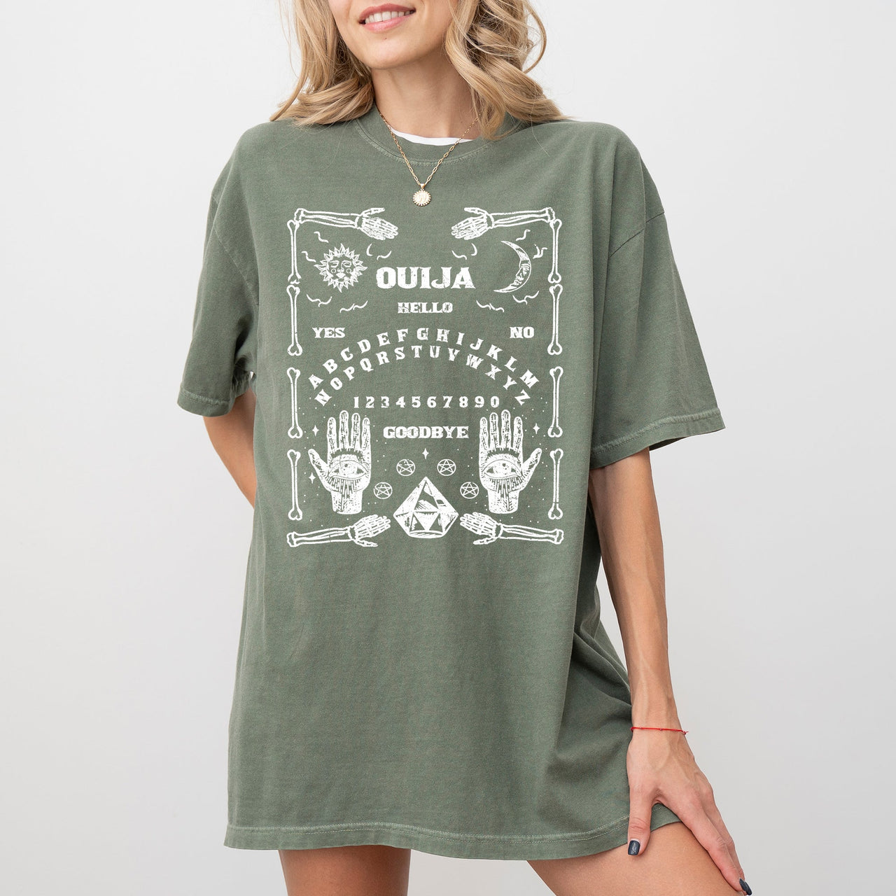 Spirit Board Skeleton Spooky Ghost Witch Meme Aesthetic Halloween Funny Comfort Colors Tee