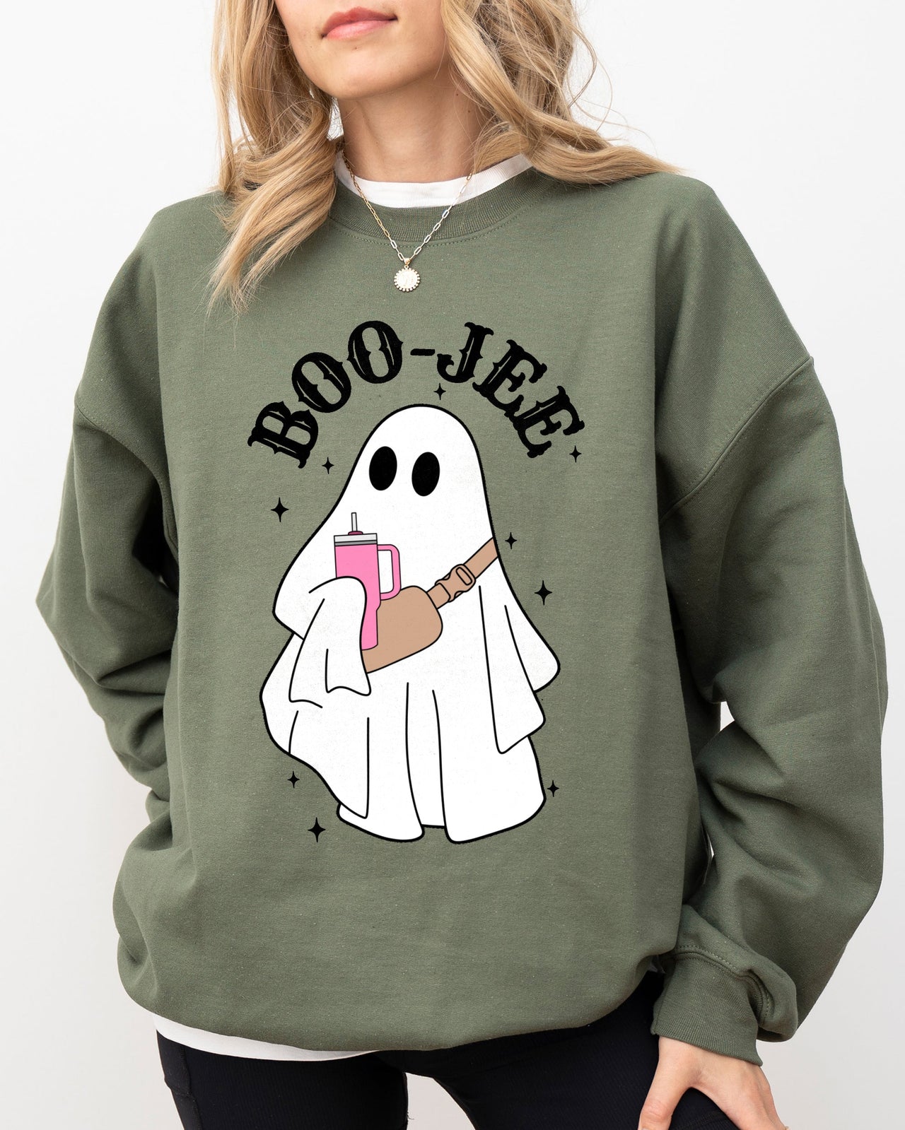 Boo-Jee Ghost Skeleton Spooky Funny Witch Aesthetic Meme Halloween Costume Sweatshirt