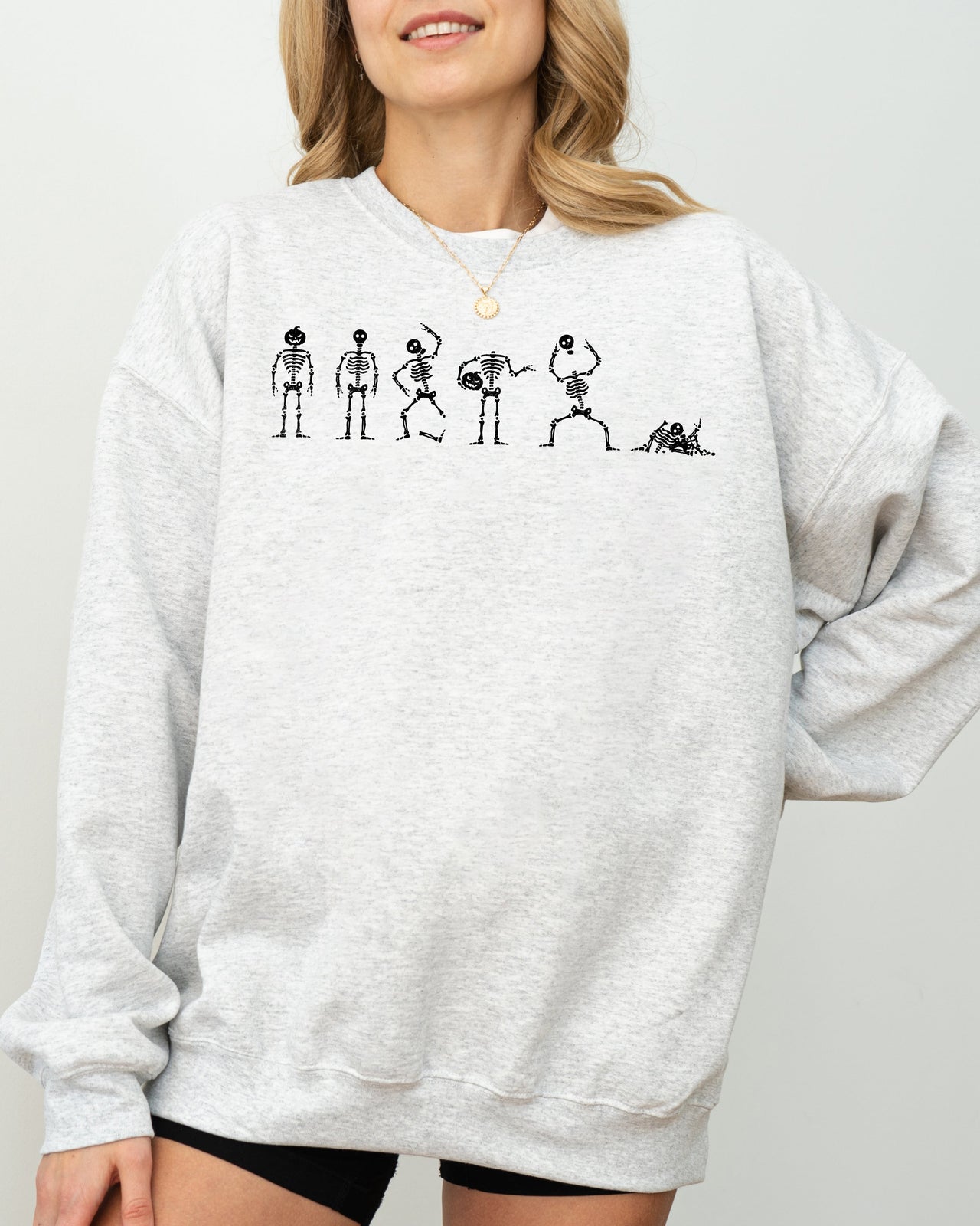 Dancing Skeletons Ghost Spooky Witch Halloween Costume Graphic Cozy Edition Sweatshirt