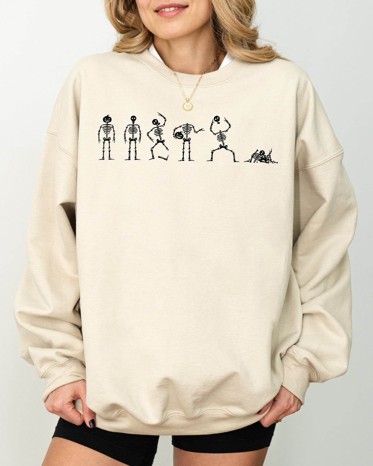 Dancing Skeletons Ghost Spooky Witch Halloween Costume Graphic Cozy Edition Sweatshirt
