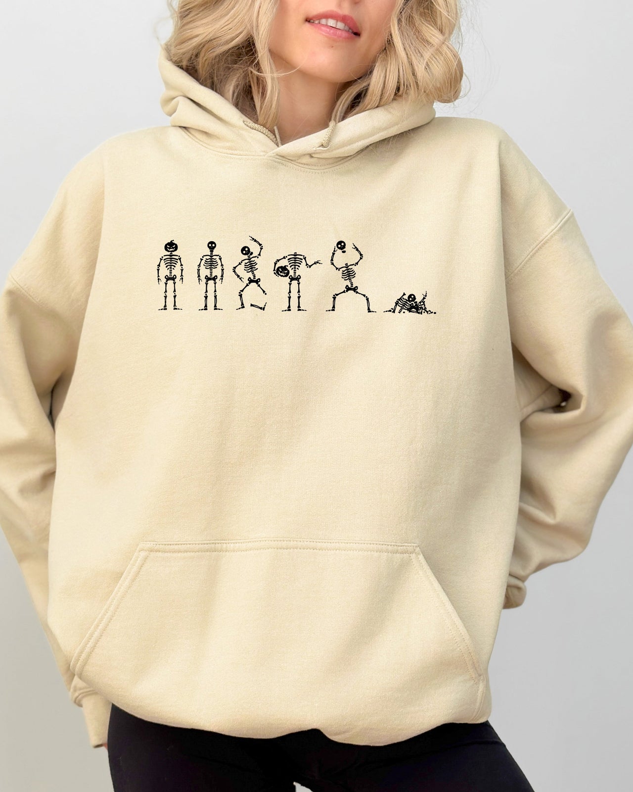 Dancing Skeletons Halloween Ghost Witch Meme Costume Cozy Fleece Extra Warm Hoodie