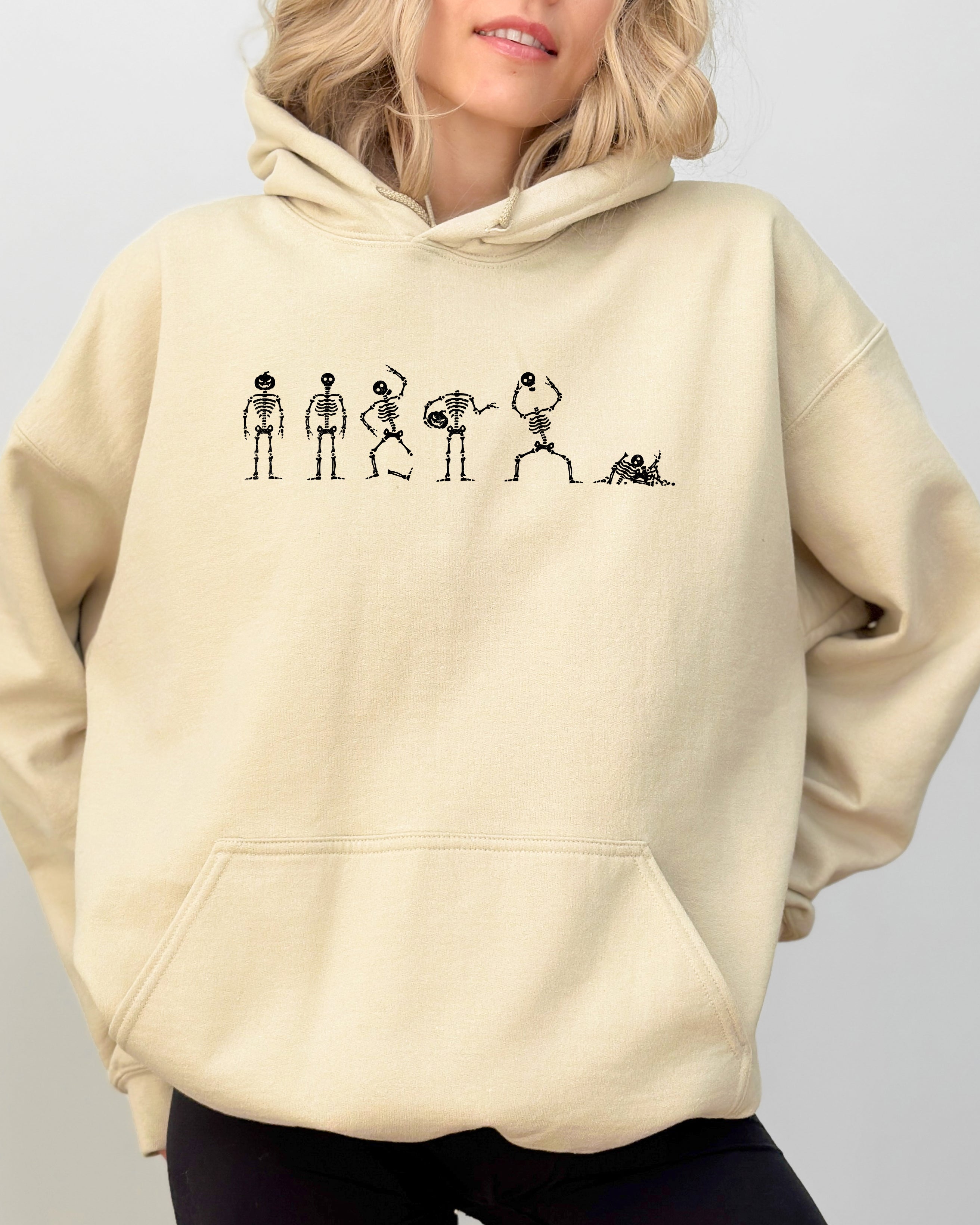 Dancing Skeletons Halloween Ghost Witch Meme Costume Cozy Fleece Extra Warm Hoodie