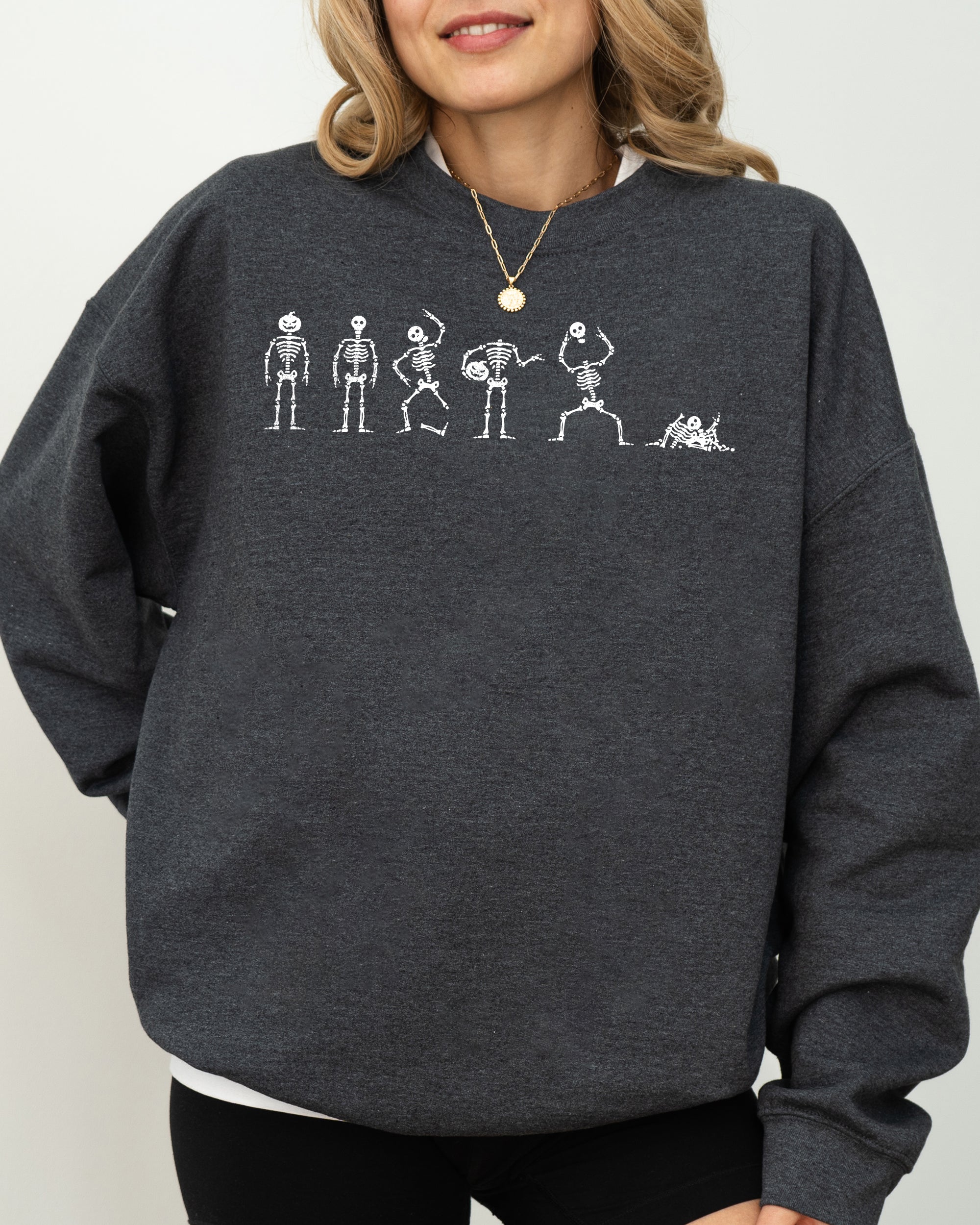 Dancing Skeletons Ghost Spooky Witch Halloween Costume Graphic Cozy Edition Sweatshirt