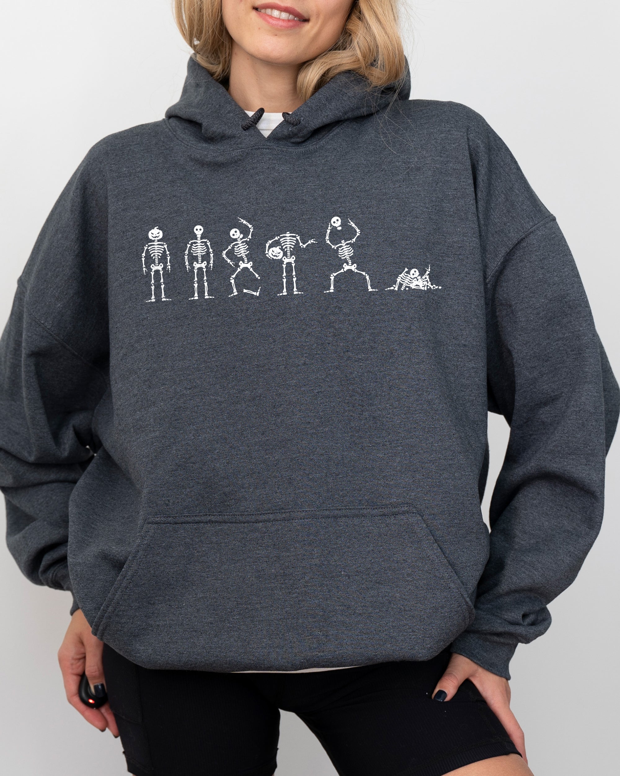 Dancing Skeletons Halloween Ghost Witch Meme Costume Cozy Fleece Extra Warm Hoodie