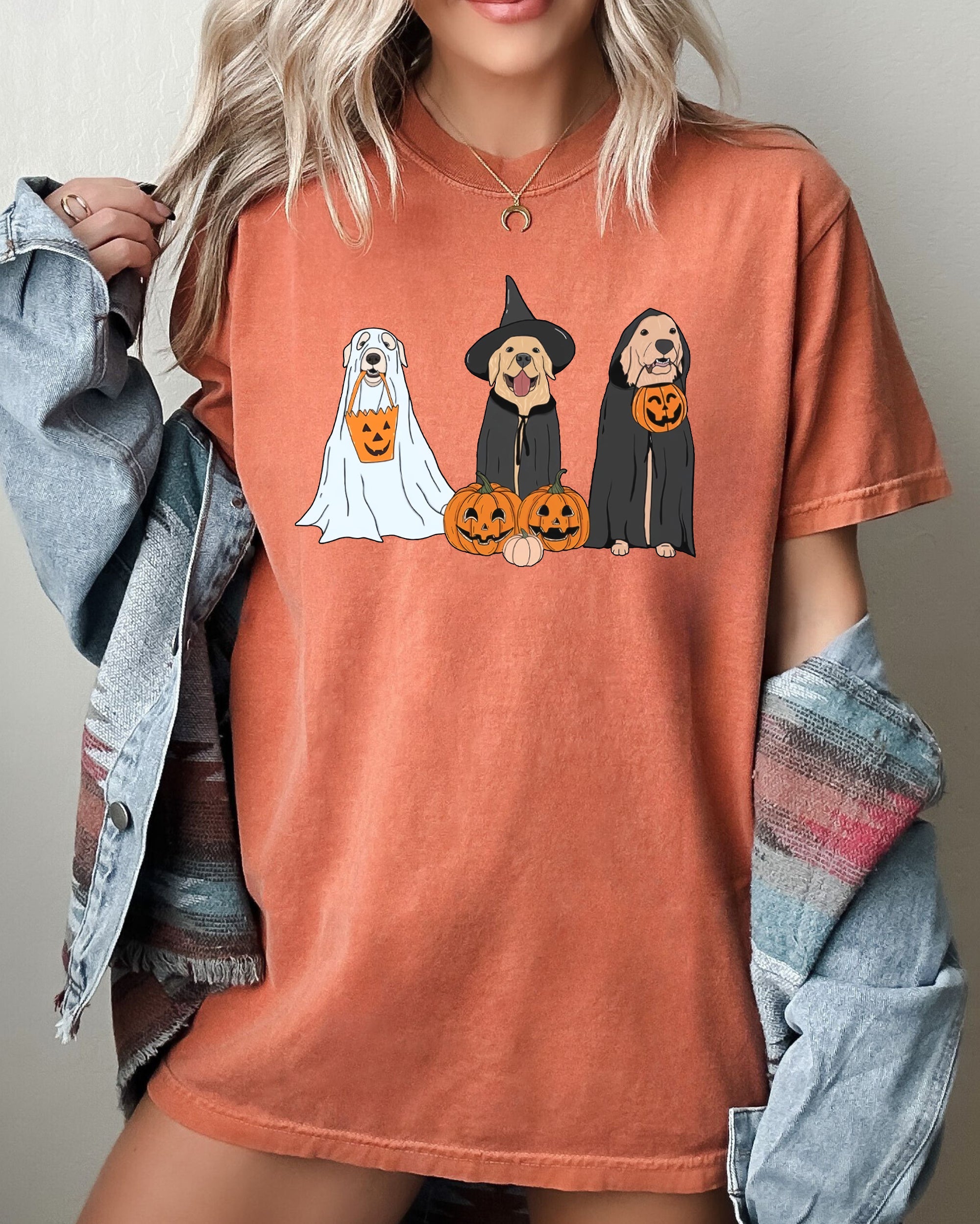 Dog Ghosts Skeleton Funny Pumpkin Spooky Witch Aesthetic Halloween Costume Meme Comfort Colors Tee