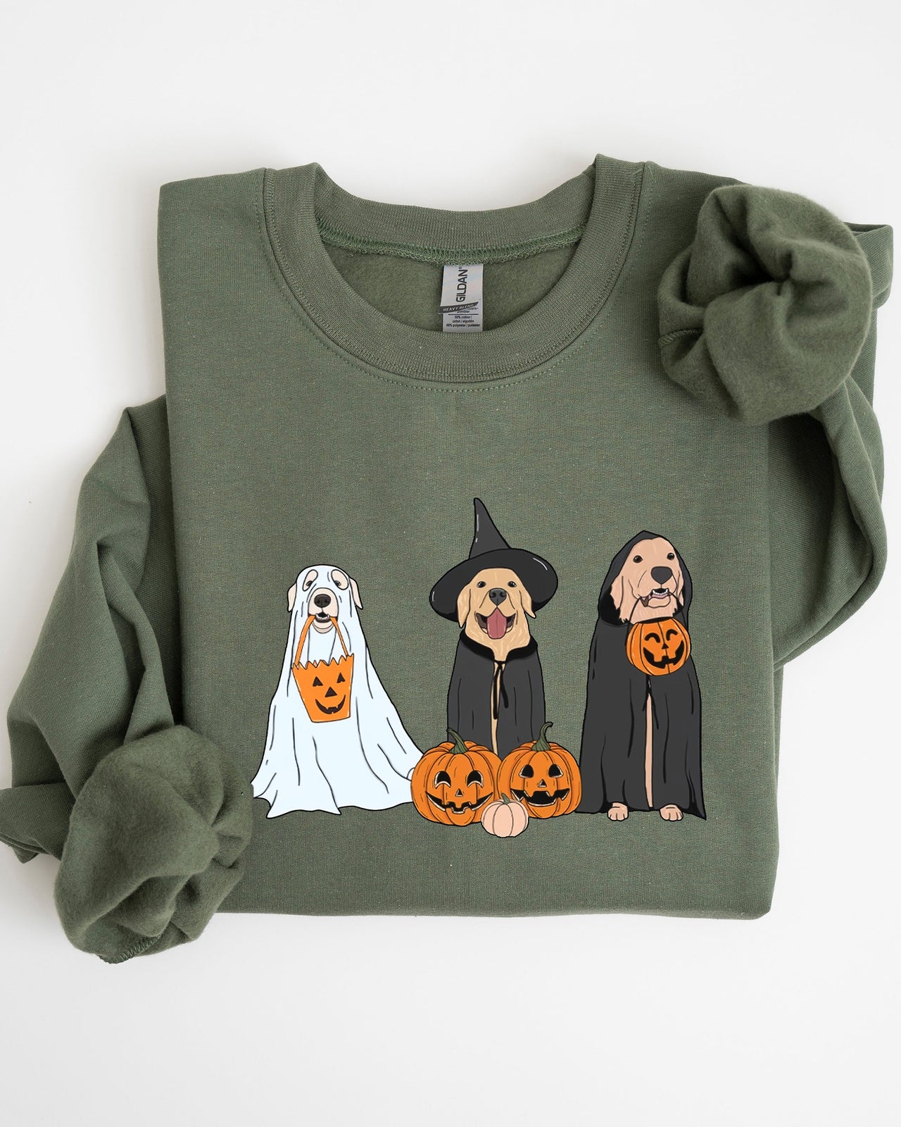 Dog Ghosts Skeleton Pumpkin Spooky Witch Halloween Costume Graphic Meme Design Sweatshirt