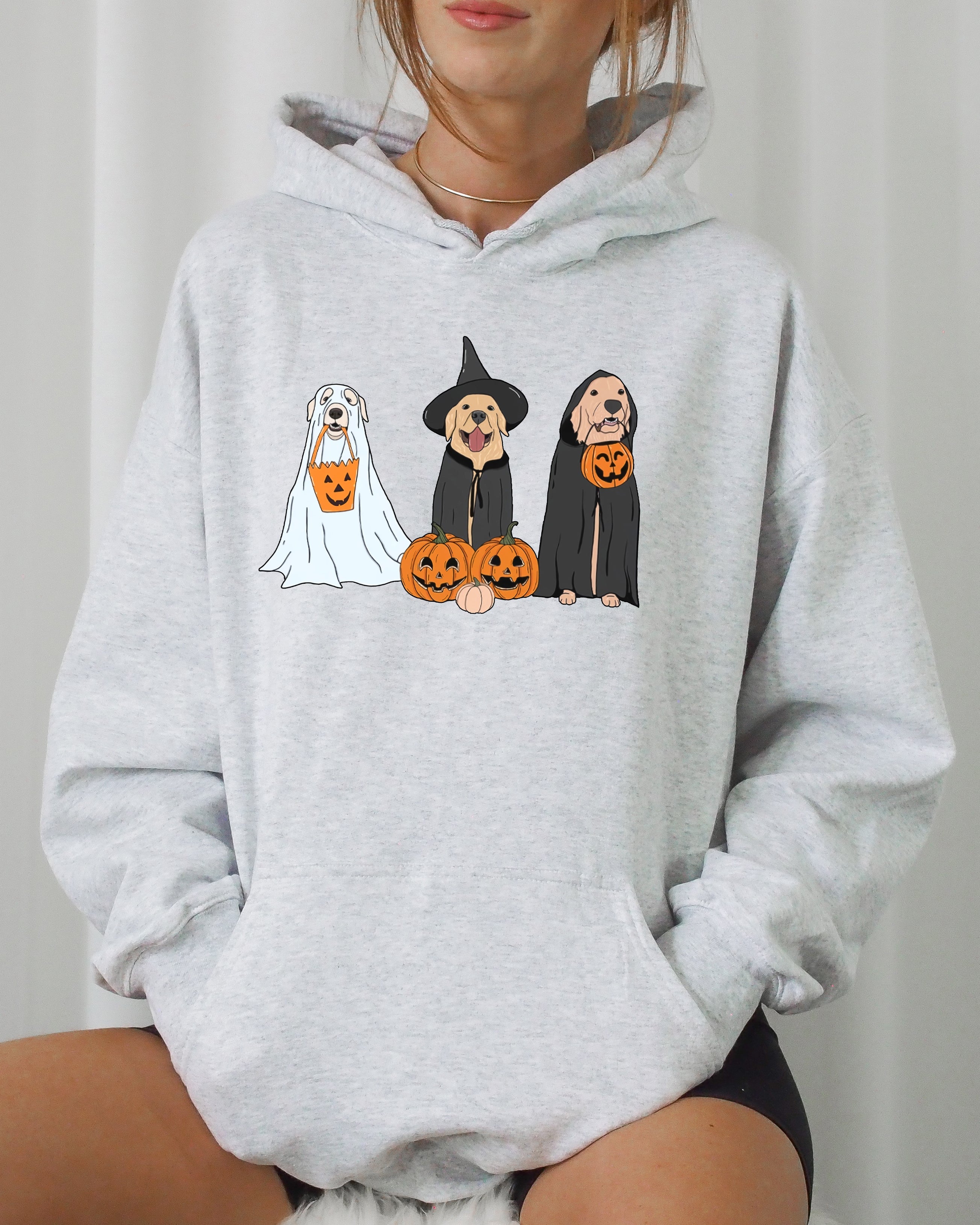 Dog Ghosts Skeleton Halloween Meme Spooky Witch Pumpkin Classic Theme Vintage Vibe Hoodie