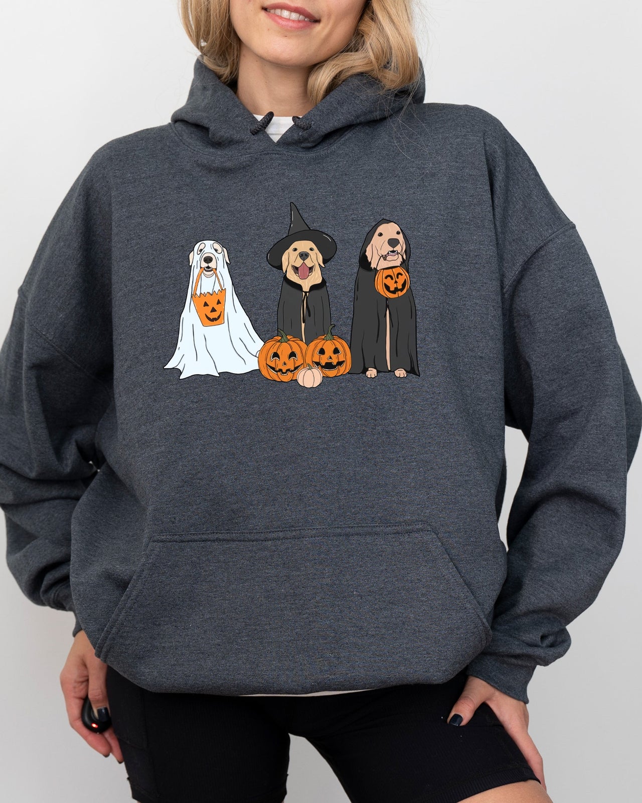 Dog Ghosts Skeleton Halloween Meme Spooky Witch Pumpkin Classic Theme Vintage Vibe Hoodie