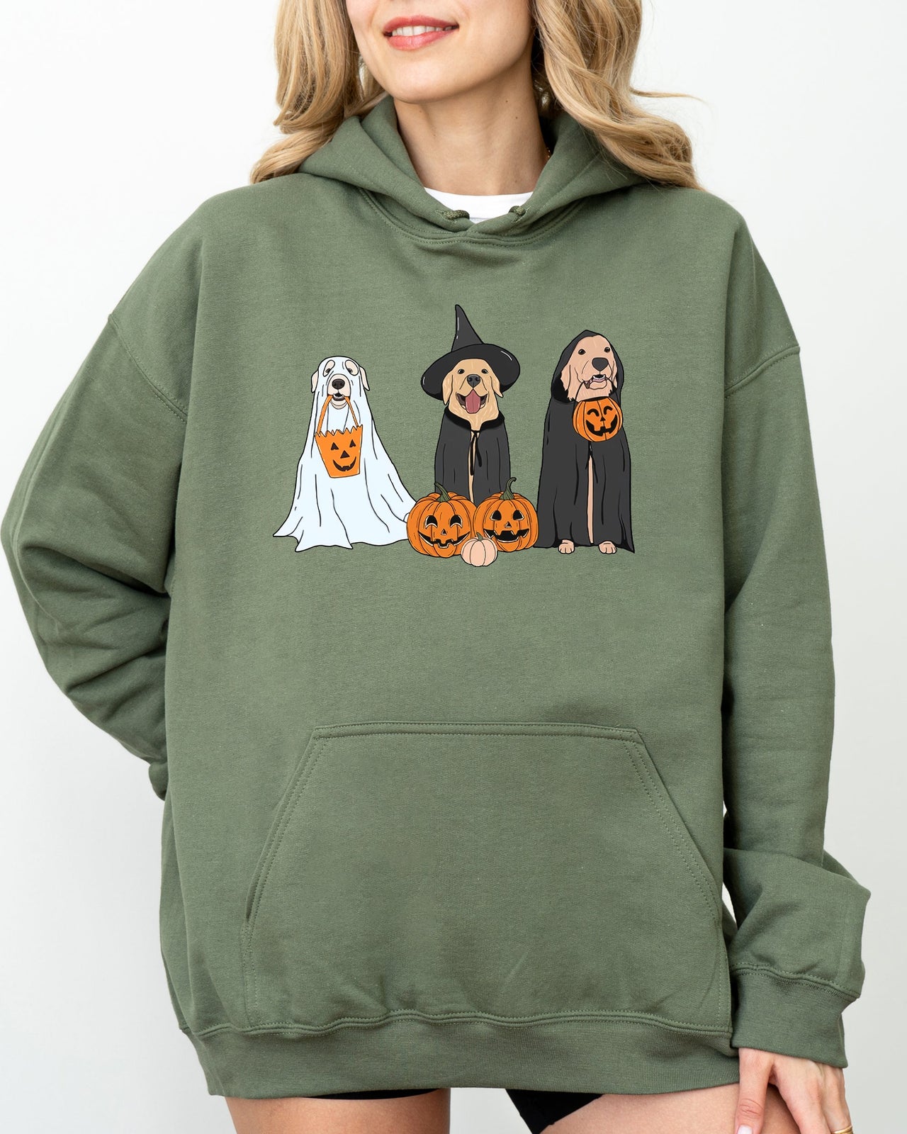 Dog Ghosts Skeleton Halloween Meme Spooky Witch Pumpkin Classic Theme Vintage Vibe Hoodie