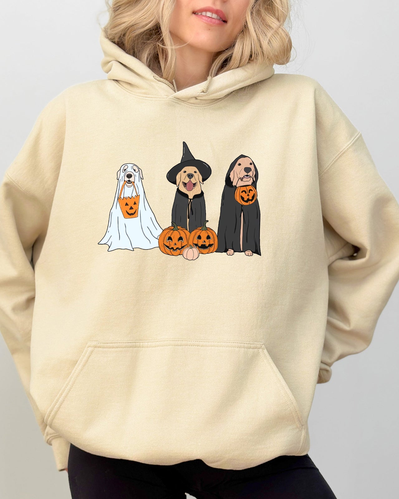 Dog Ghosts Skeleton Halloween Meme Spooky Witch Pumpkin Classic Theme Vintage Vibe Hoodie