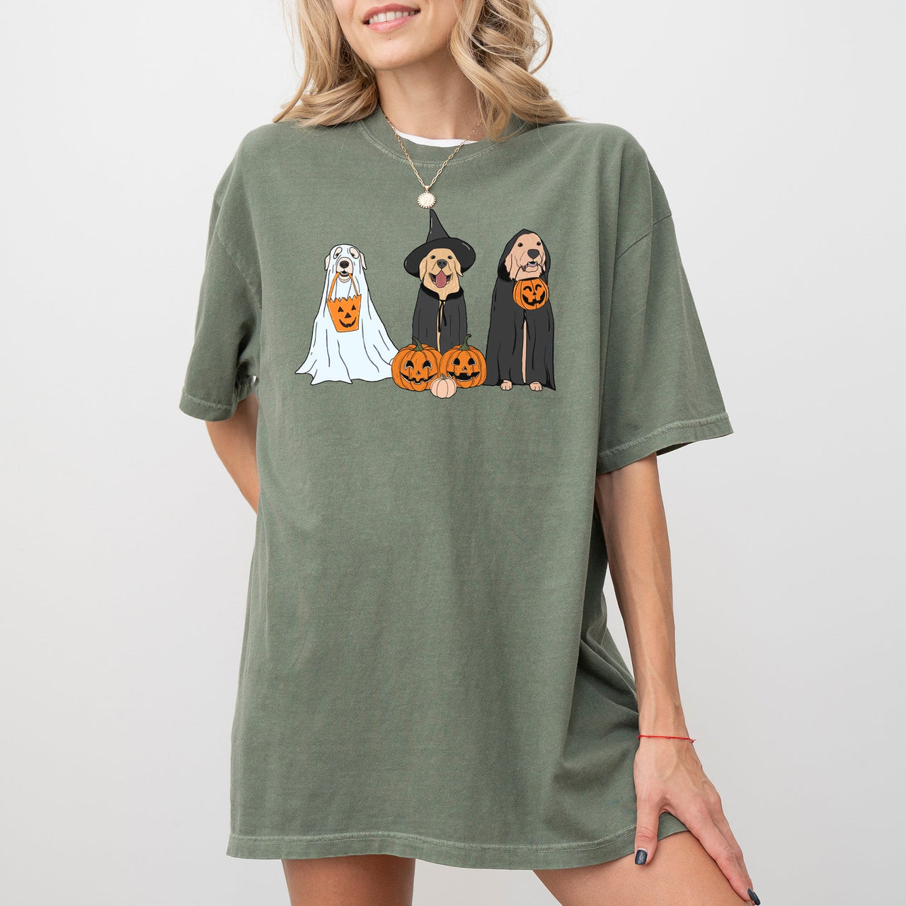 Dog Ghosts Skeleton Funny Pumpkin Spooky Witch Aesthetic Halloween Costume Meme Comfort Colors Tee