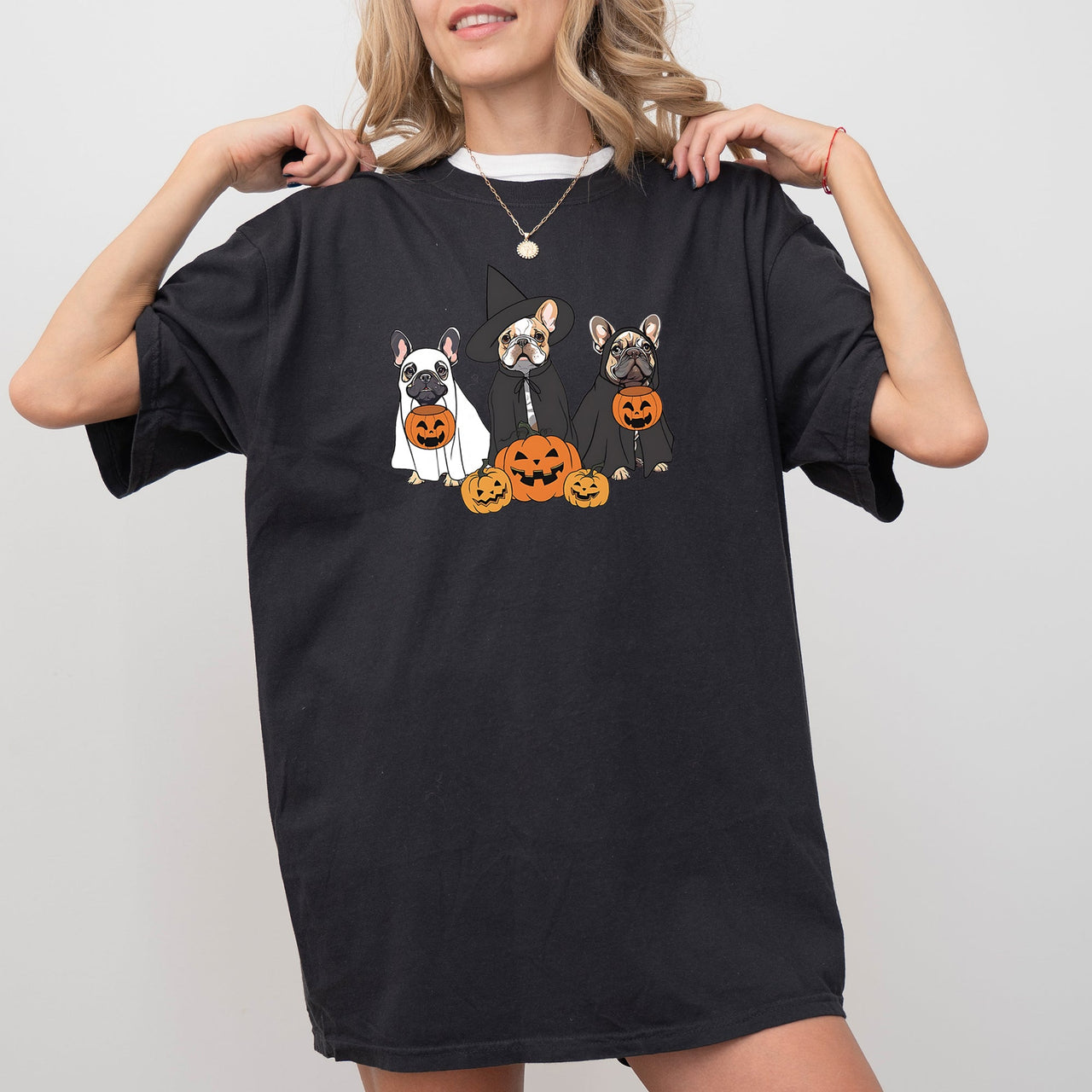 Ghost Dogs Skeleton Halloween Meme Witch Pumpkin Spooky Costume Comfort Colors Tee