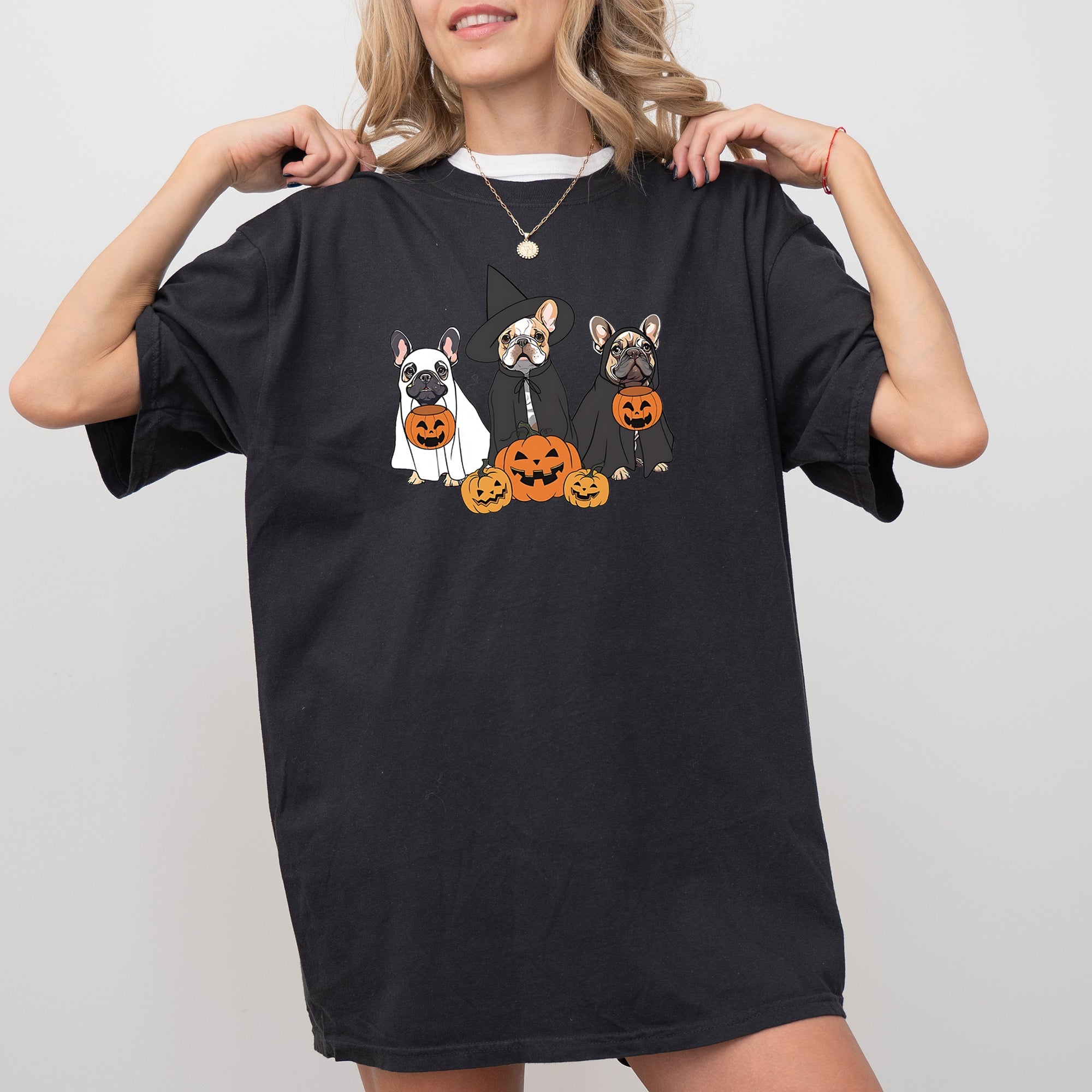 Ghost Dogs Skeleton Halloween Meme Witch Pumpkin Spooky Costume Comfort Colors Tee