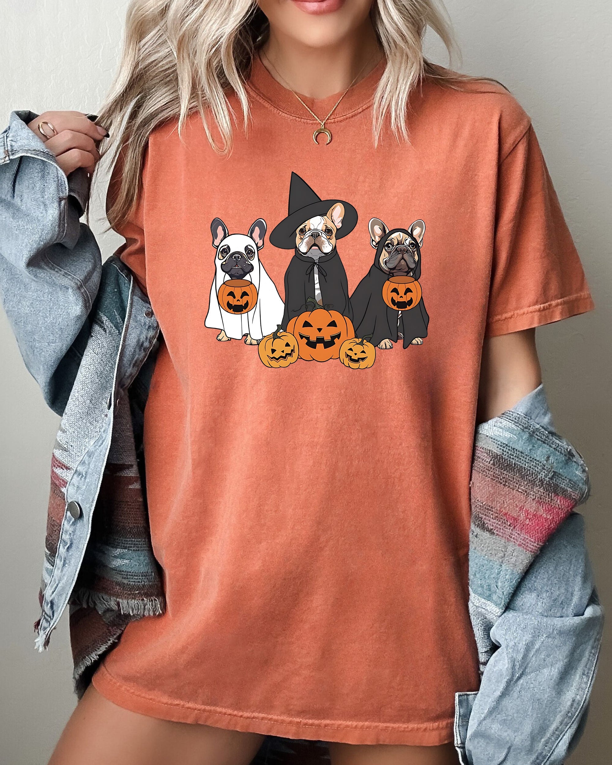 Ghost Dogs Skeleton Halloween Meme Witch Pumpkin Spooky Costume Comfort Colors Tee