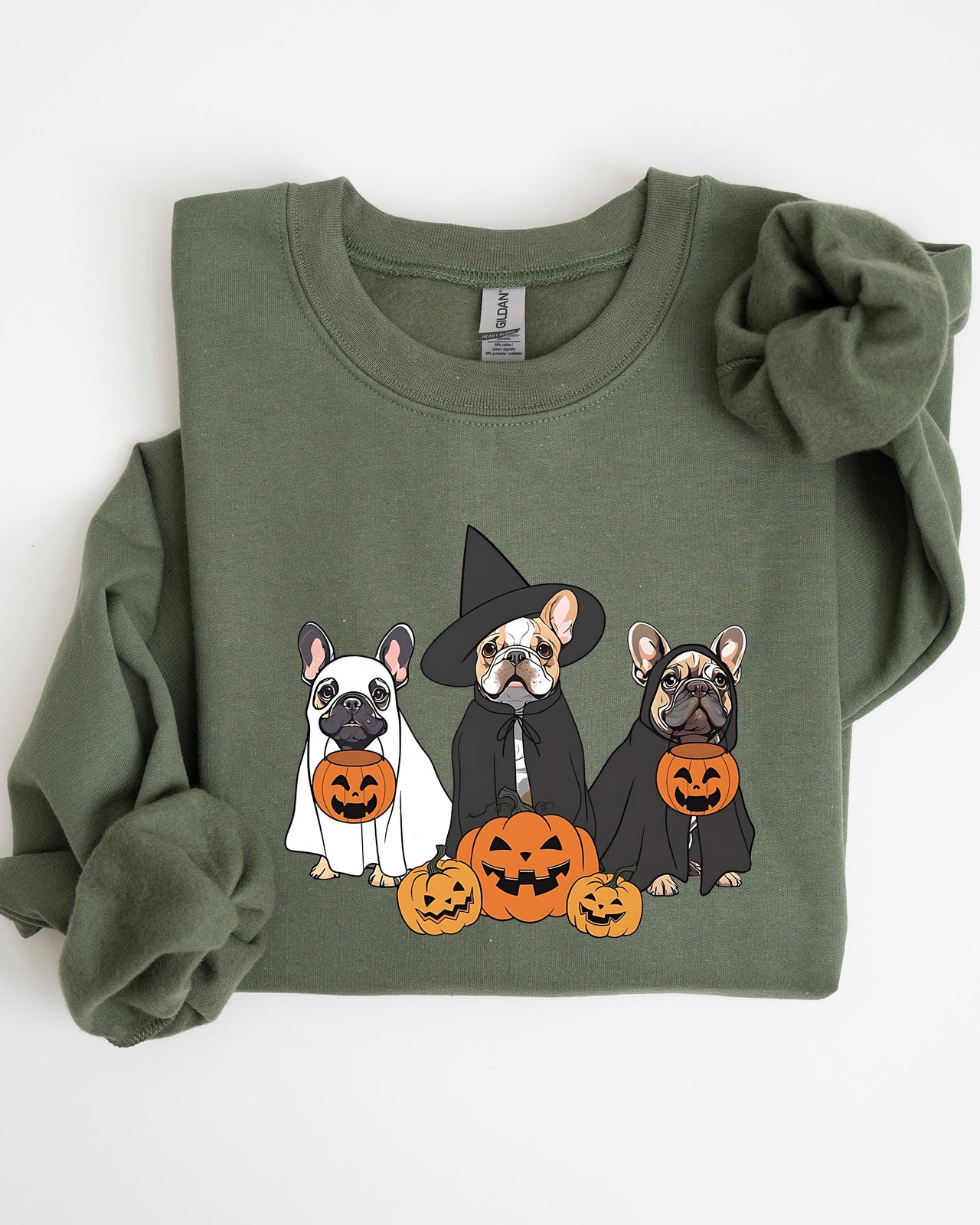 Ghost Dogs Skeleton Halloween Pumpkin Witch Meme Spooky Costume Graphic Sweatshirt