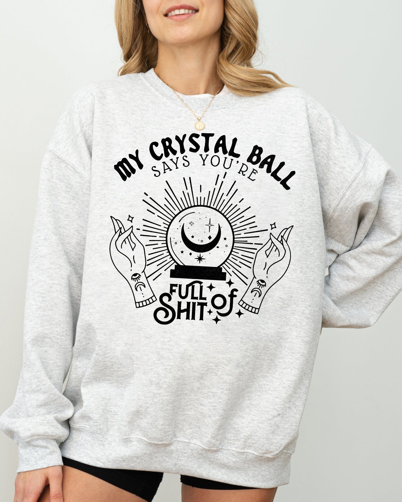 Crystal Ball Skeleton Pumpkin Spooky Witch Aesthetic Meme Halloween Costume Sweatshirt