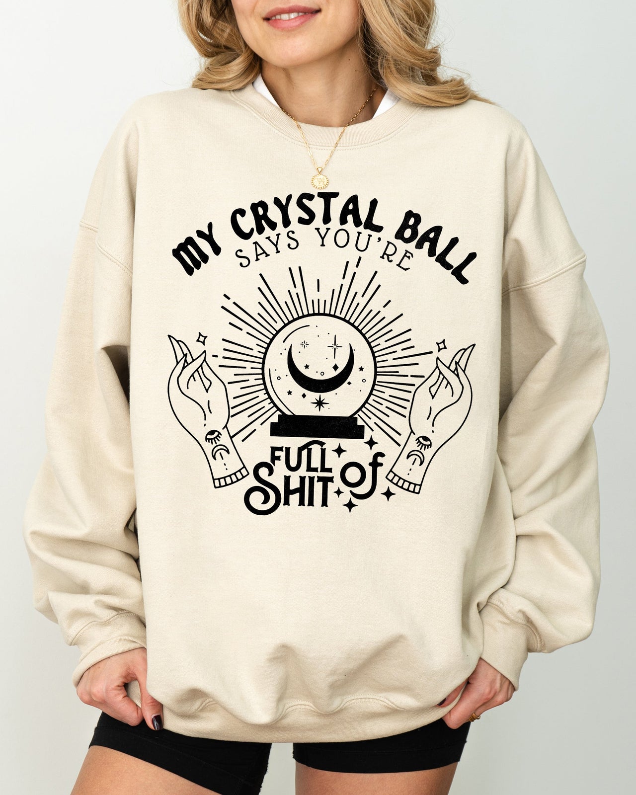 Crystal Ball Skeleton Pumpkin Spooky Witch Aesthetic Meme Halloween Costume Sweatshirt