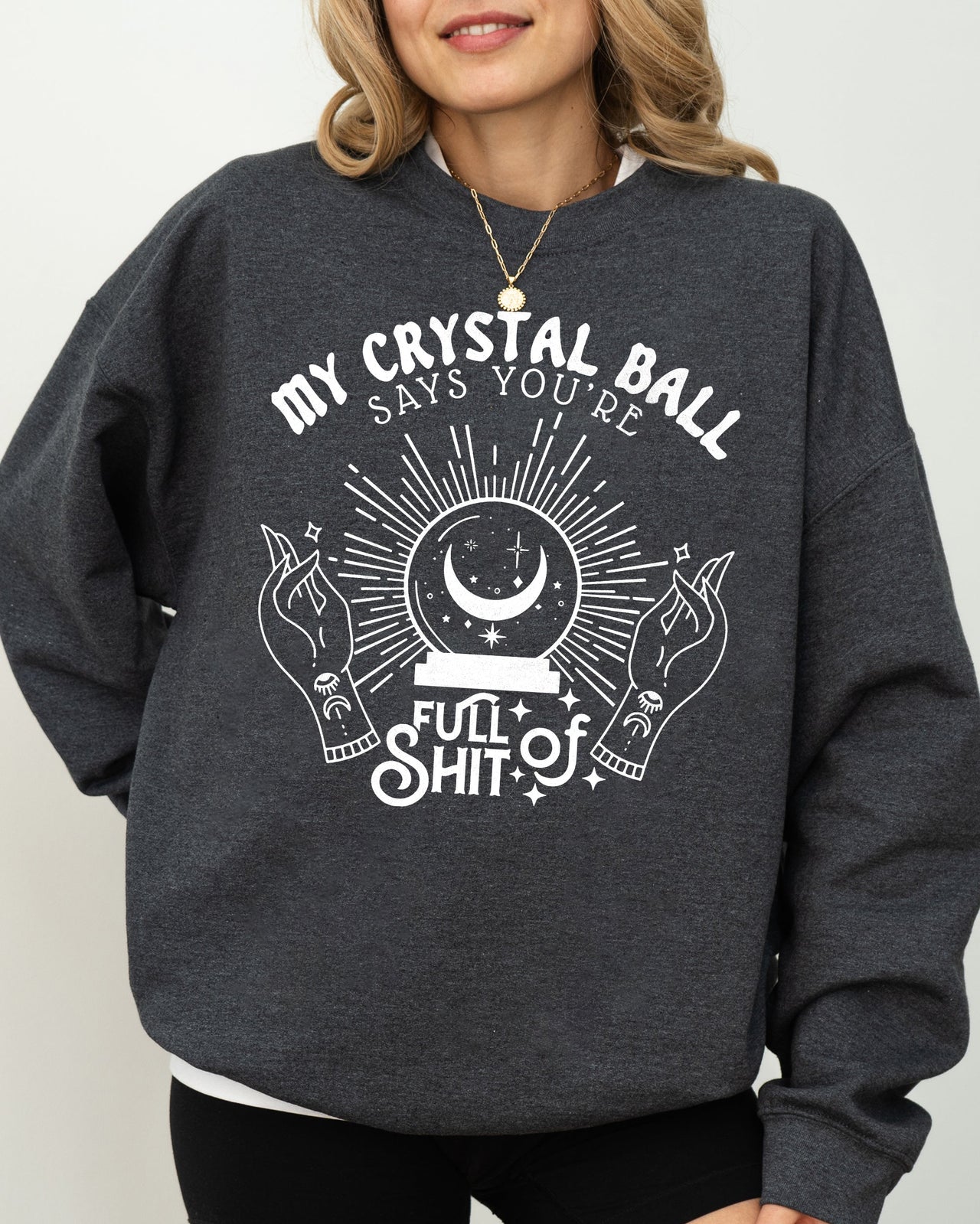 Crystal Ball Skeleton Pumpkin Spooky Witch Aesthetic Meme Halloween Costume Sweatshirt