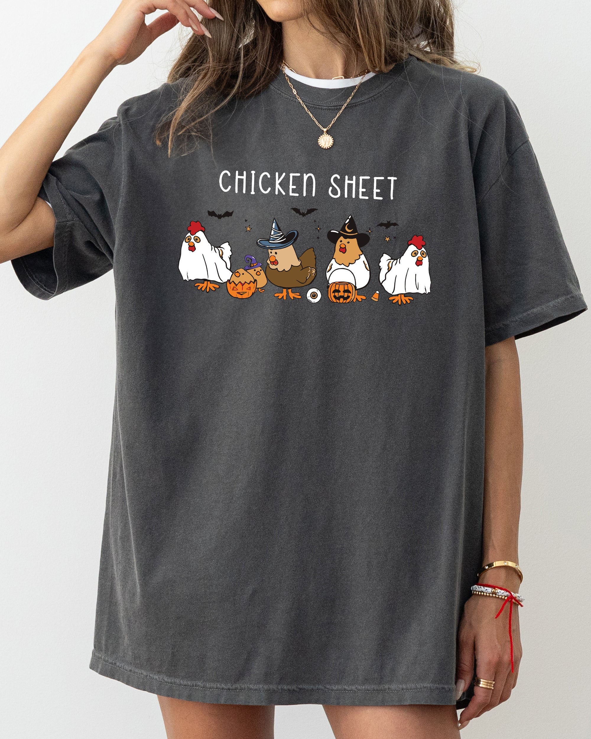 Funny Halloween Meme Chicken Sheet Ghost Skeleton Witch Pumpkin Comfort Colors Tee