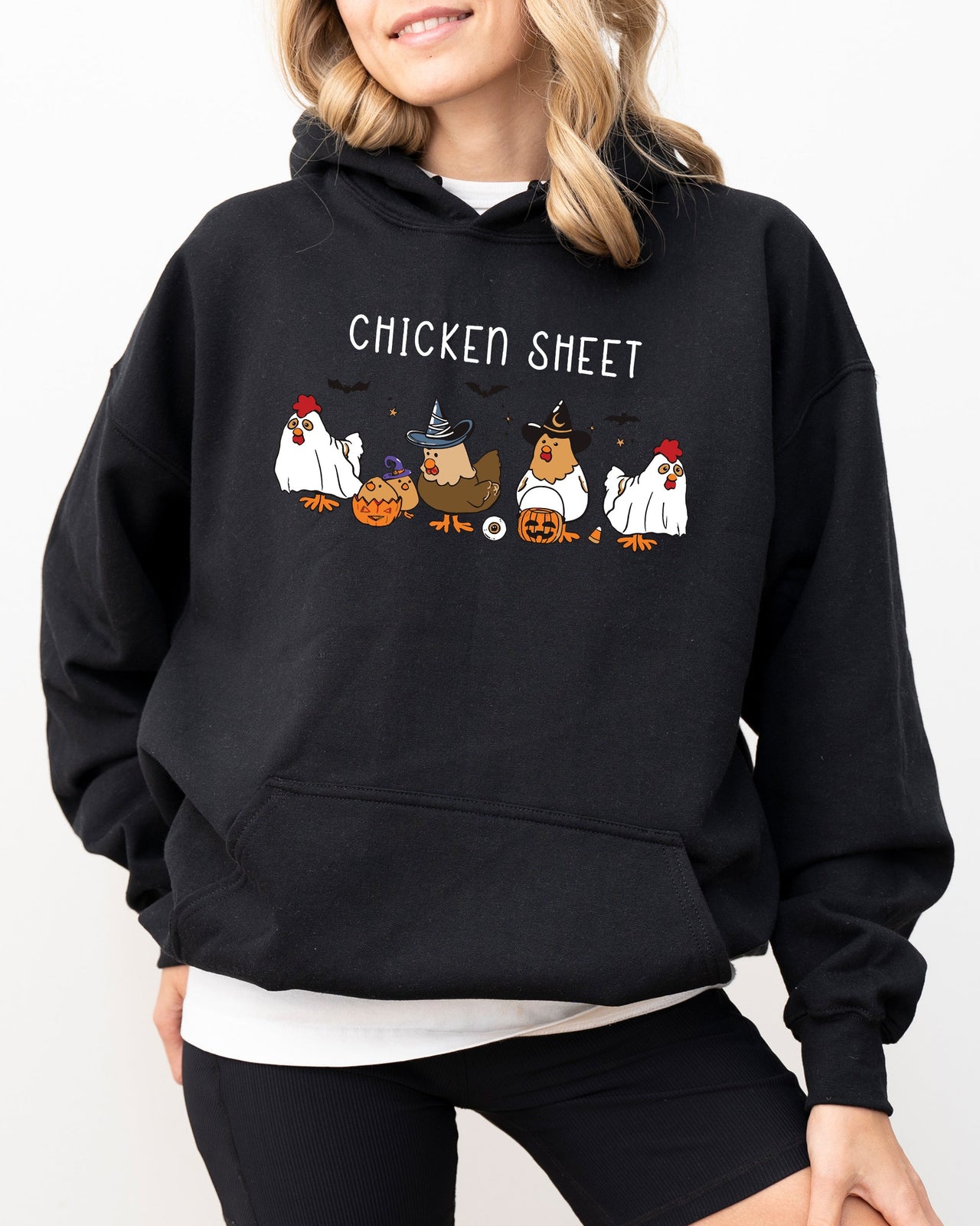 Chicken Sheet Ghost Skeleton Halloween Meme Witch Pumpkin Spooky Aesthetic Funny Hoodie