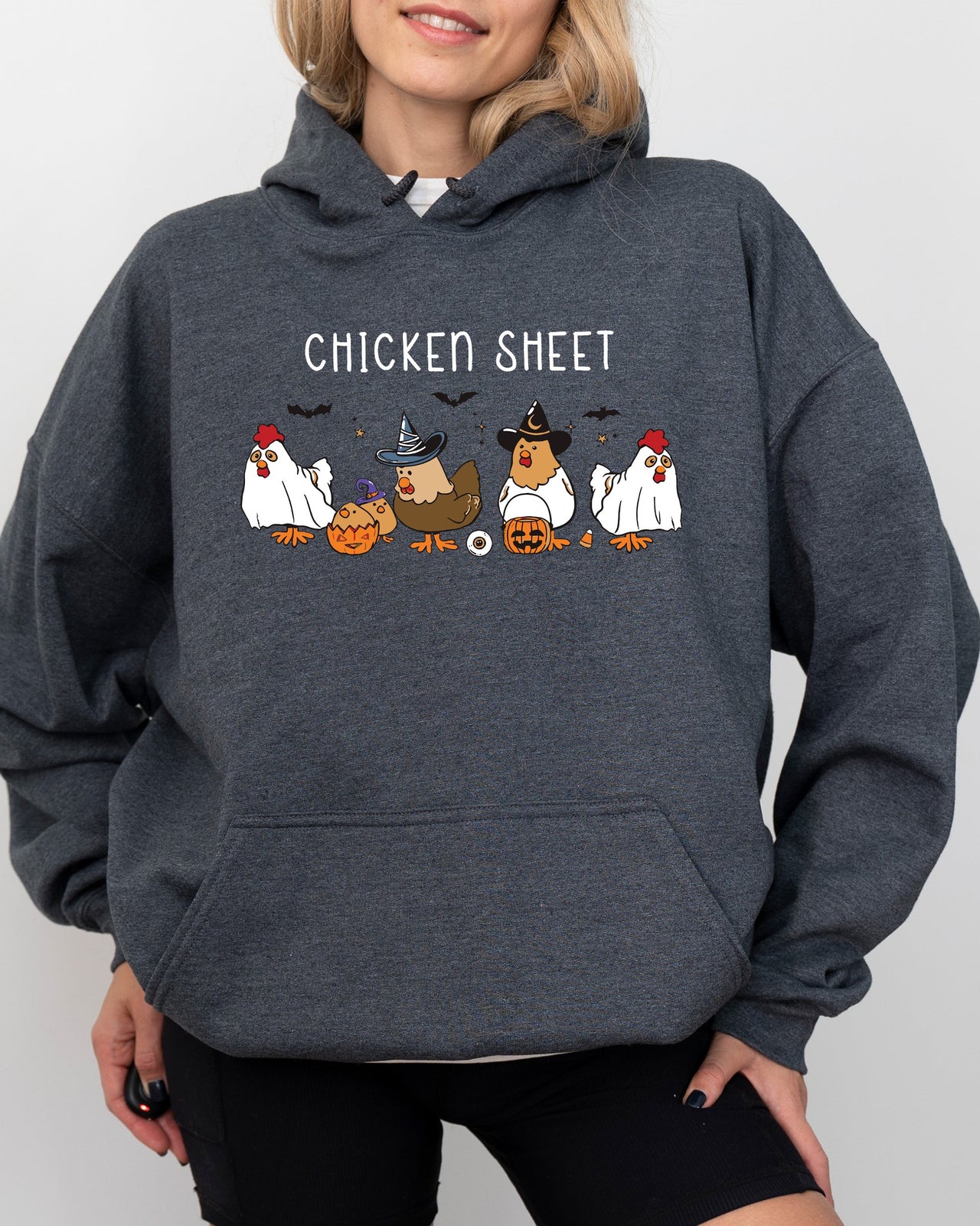Chicken Sheet Ghost Skeleton Halloween Meme Witch Pumpkin Spooky Aesthetic Funny Hoodie