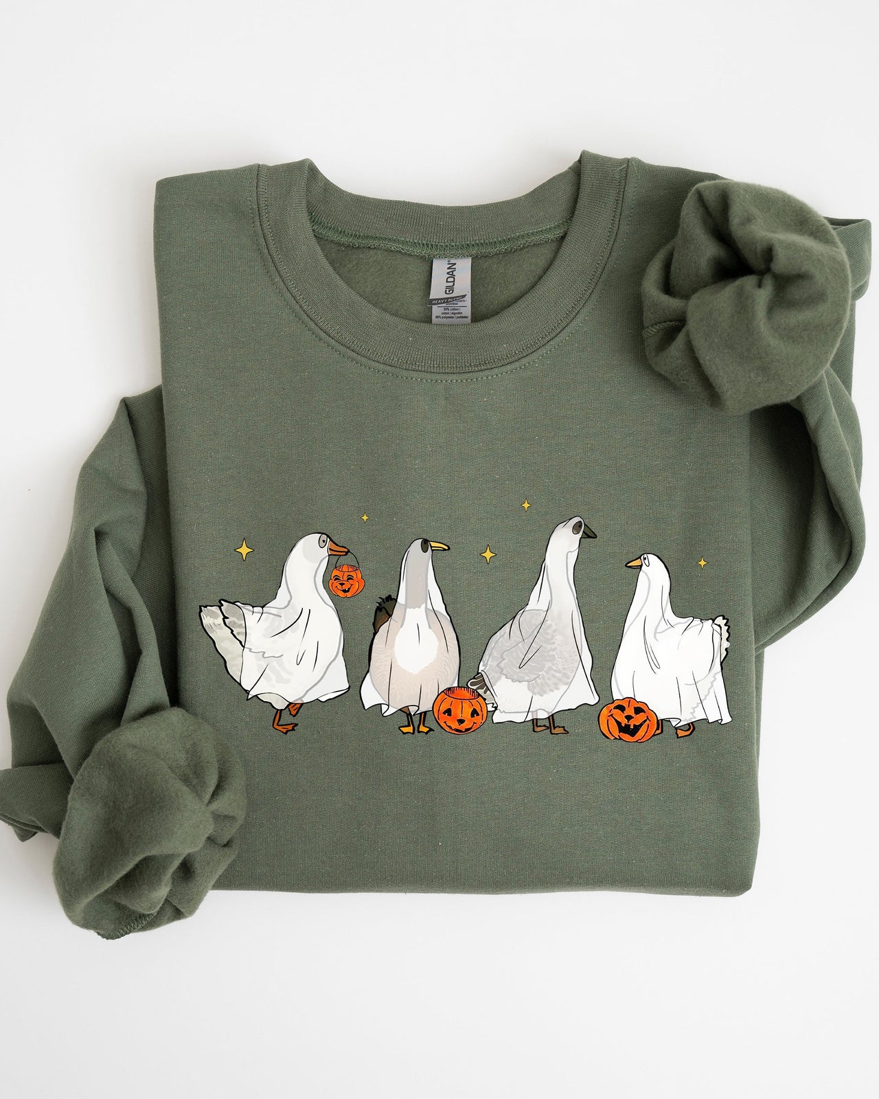 Ghost Geese Farm Skeleton Halloween Spooky Pumpkin Witch Meme Haunting Sweatshirt