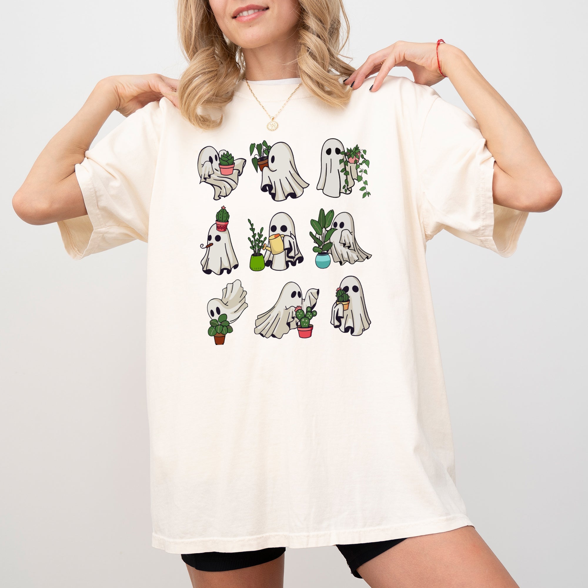 Mini Ghosts Plant Lover Skeleton Coffin Pumpkin Spooky Witch Meme Halloween Costume Comfort Colors Tee