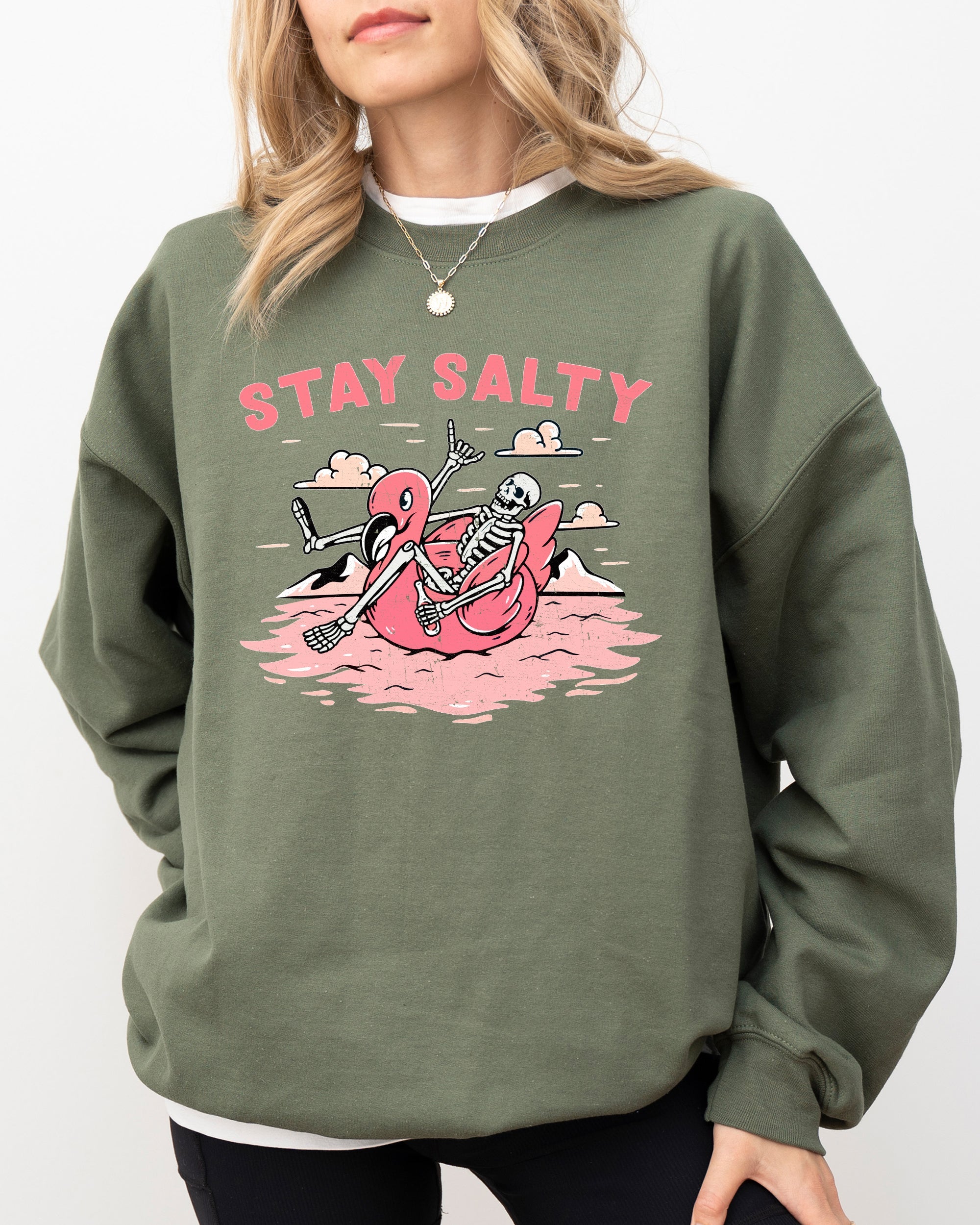Stay Salty Skeleton Ghost Spooky Witch Aesthetic Meme Halloween Costume Sweatshirt