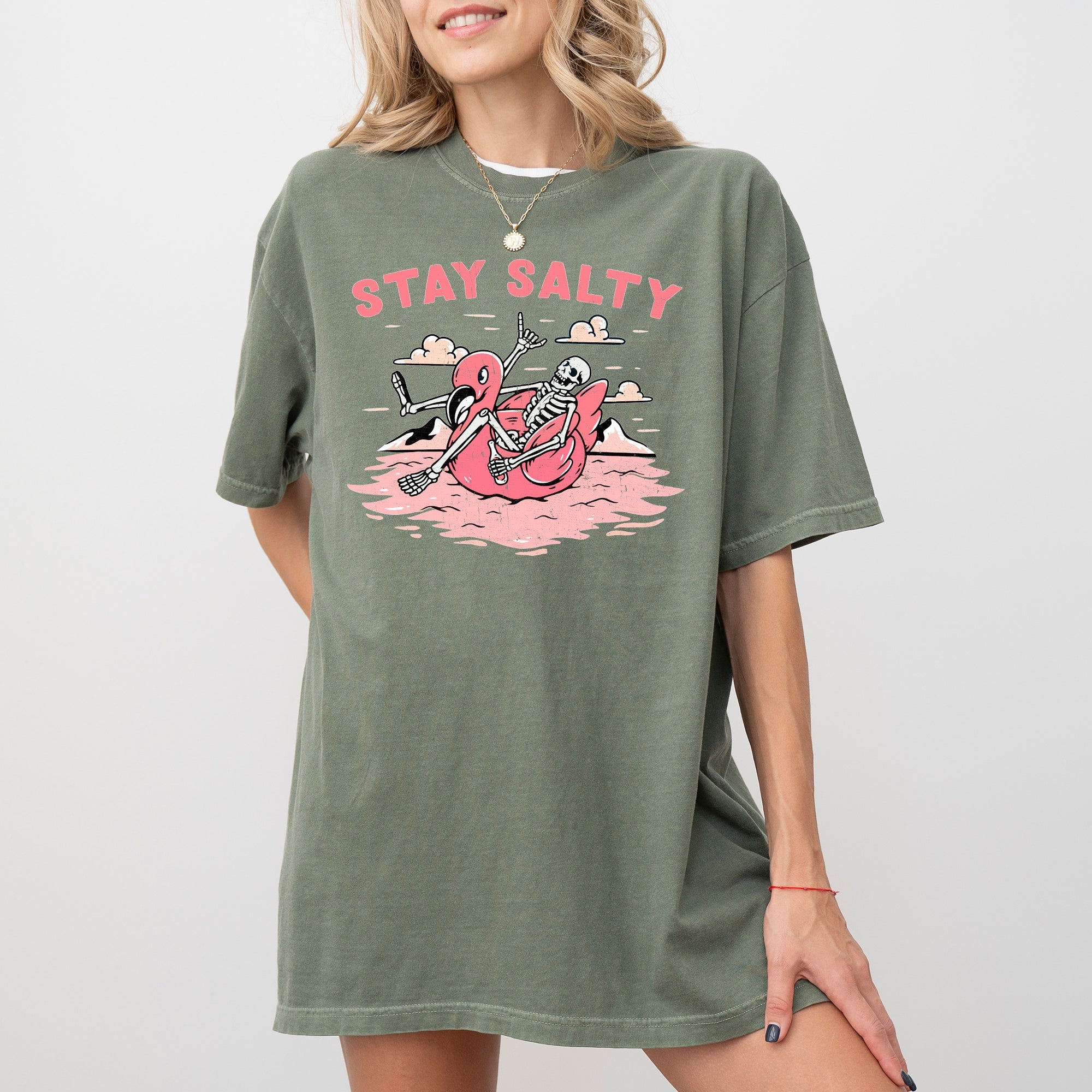 Stay Salty Skeleton Ghost Witch Halloween Meme Costume Spooky Comfort Colors Tee