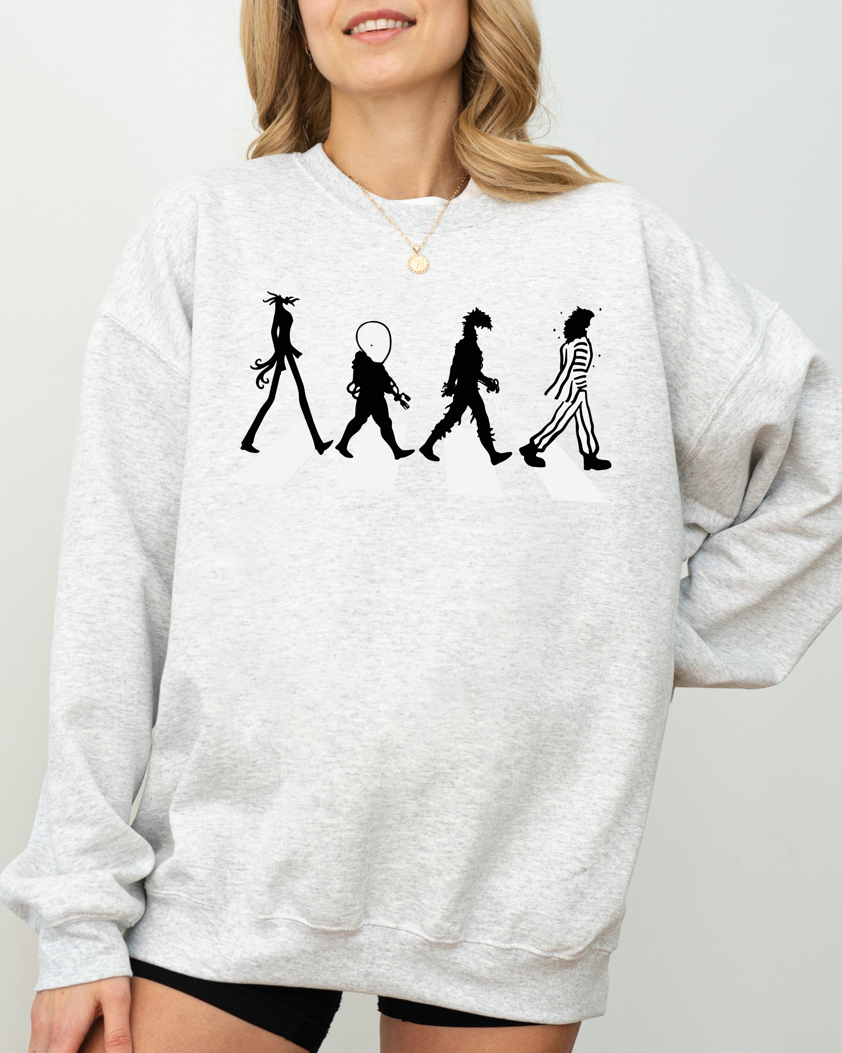 Burton Road Skeleton Ghost Witch Halloween Costume Dark Spooky Graphic Print Inspired By Classic Horror Sweatshirt