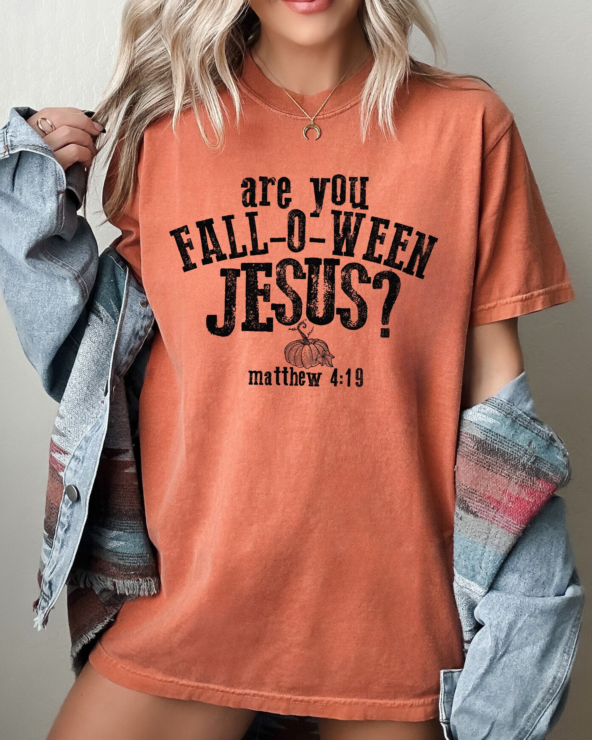 Are You Fall-O-Ween Jesus Skeleton Ghost Spooky Witch Aesthetic Meme Halloween Costume Comfort Colors Tee