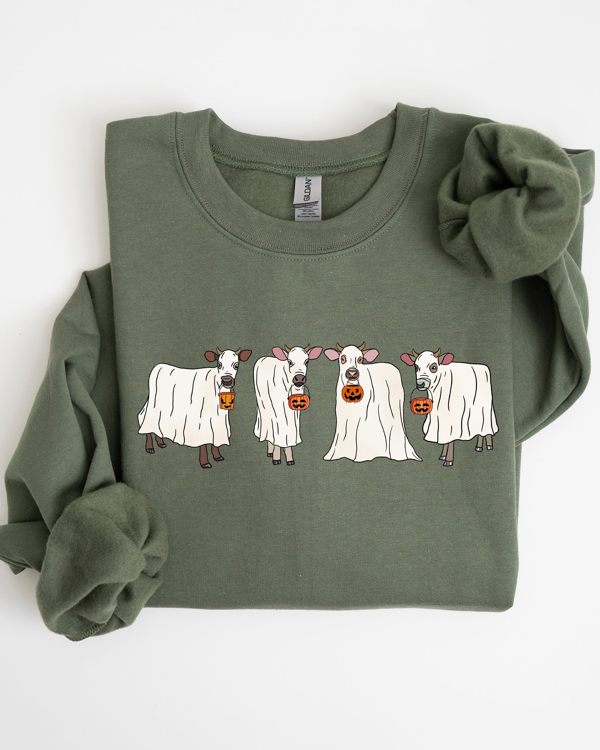 Ghost Cows Farm Skeleton Witch Spooky Halloween Meme Dark Night Limited Edition Sweatshirt