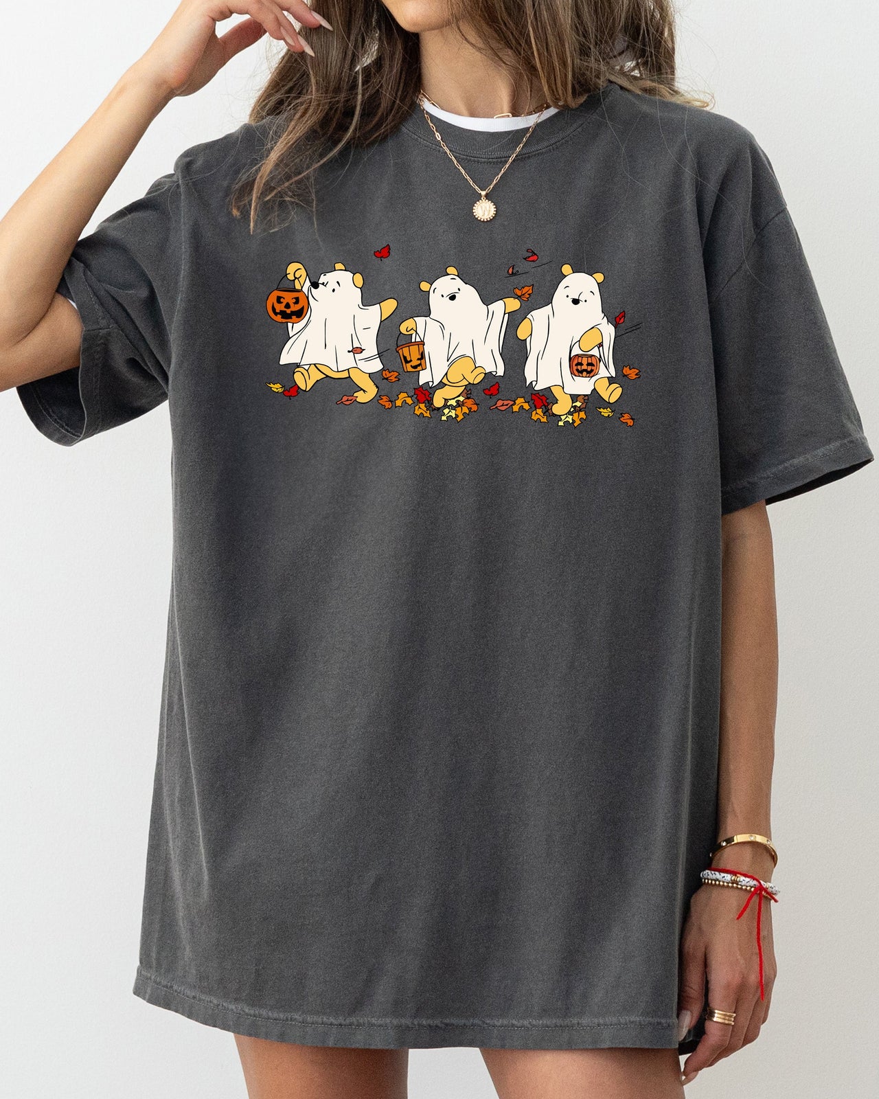 Ghost Pooh Bear Skeleton Funny Spooky Witch Aesthetic Meme Halloween Costume Comfort Colors Tee