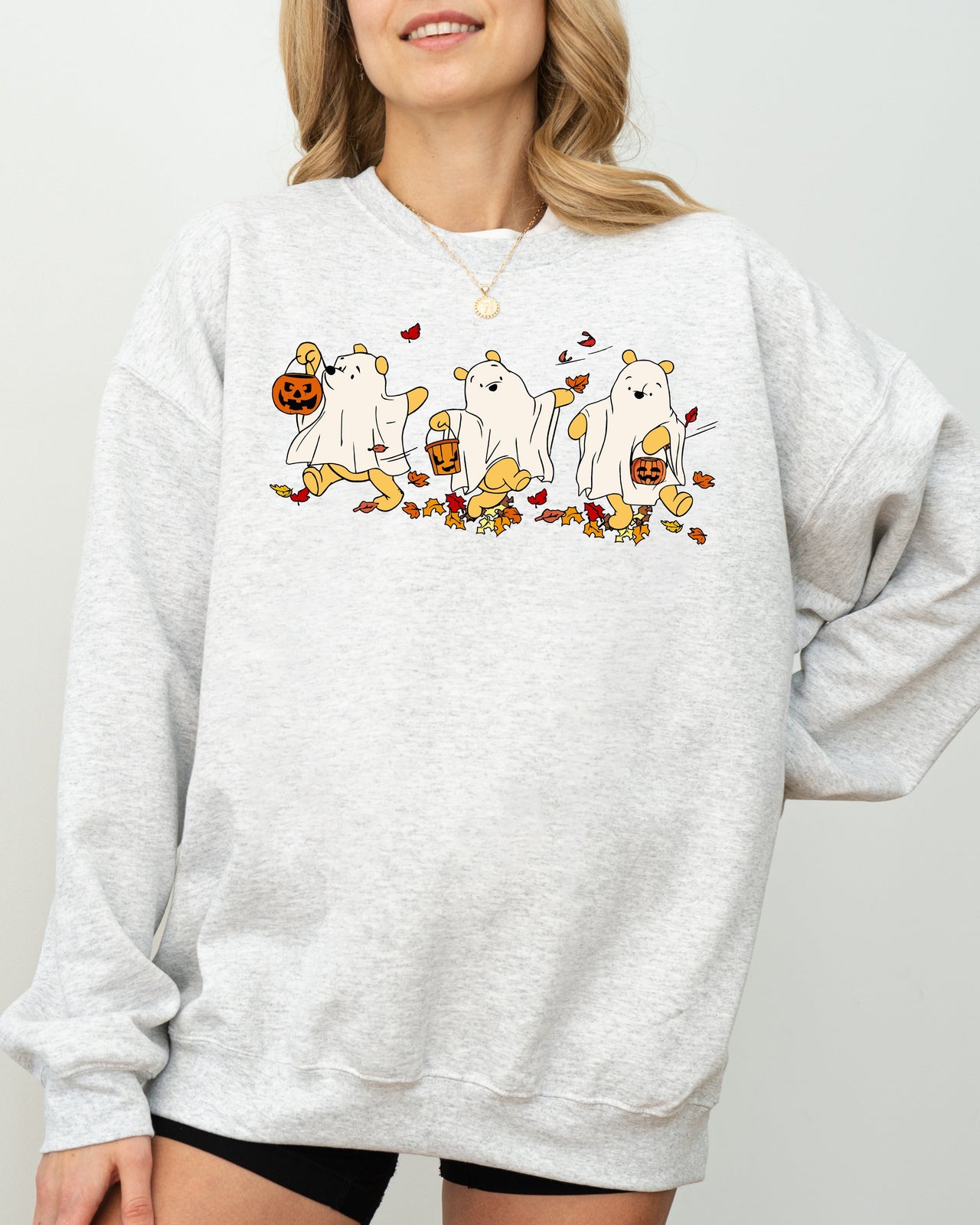 Ghost Pooh Bear Skeleton Halloween Spooky Witch Aesthetic Meme Costume Sweatshirt