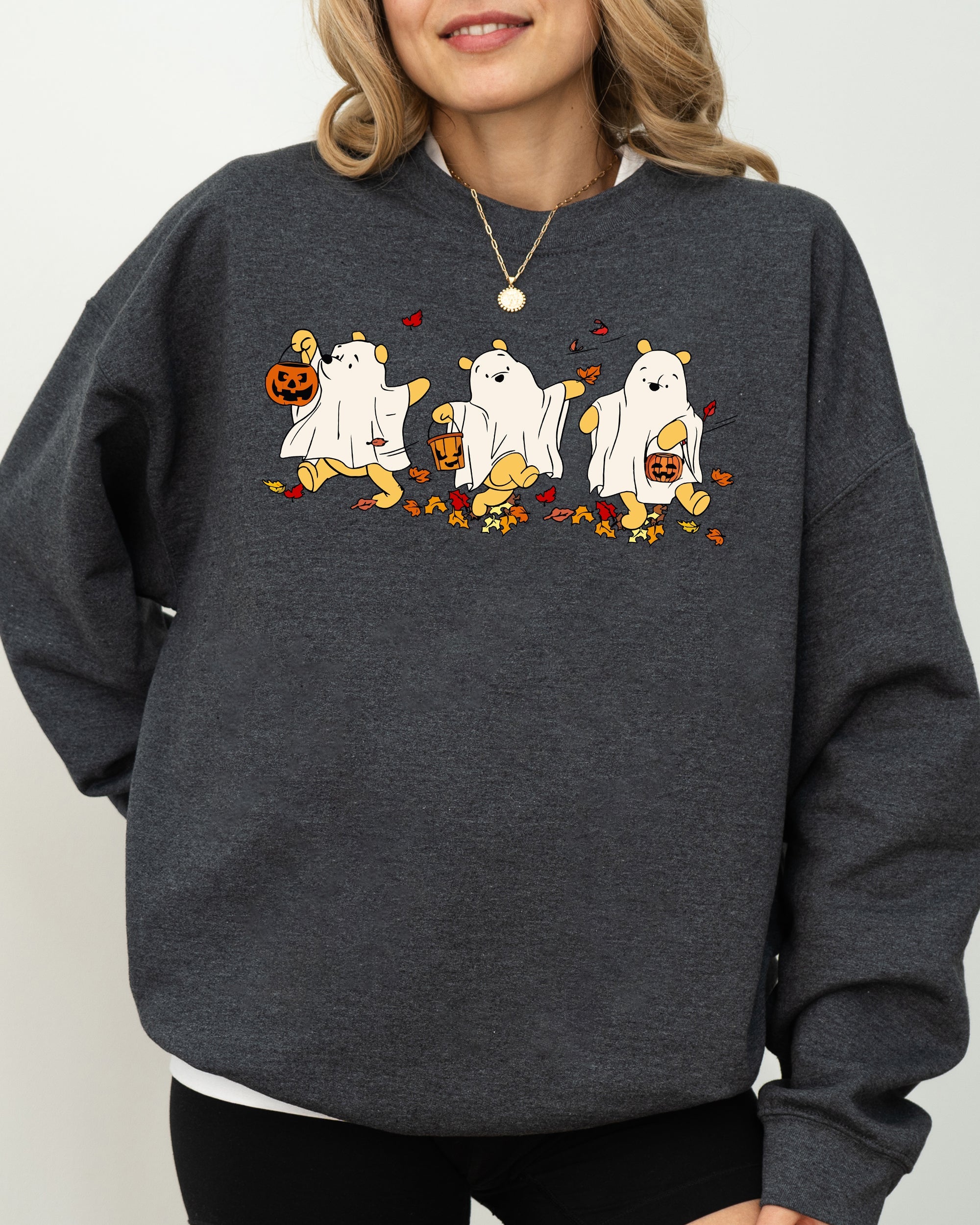 Ghost Pooh Bear Skeleton Halloween Spooky Witch Aesthetic Meme Costume Sweatshirt