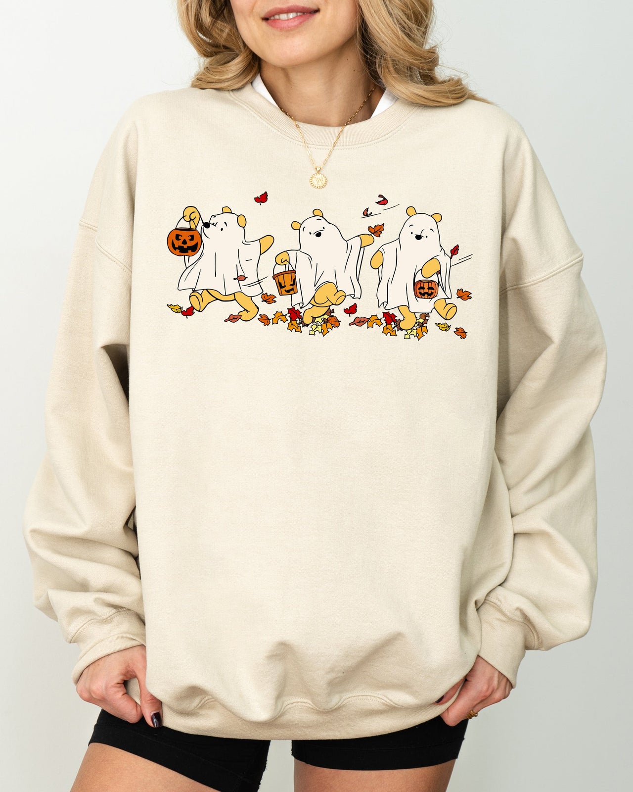 Ghost Pooh Bear Skeleton Halloween Spooky Witch Aesthetic Meme Costume Sweatshirt