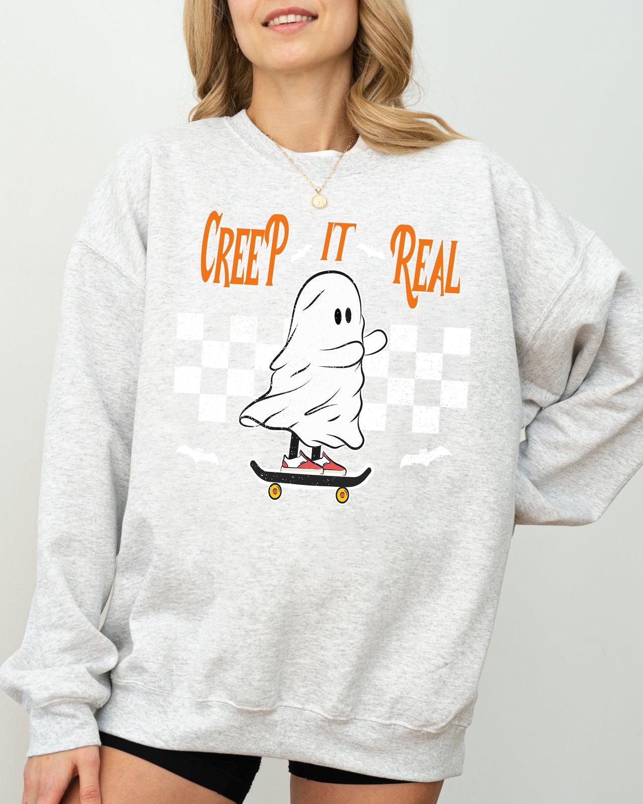 Creep It Real Ghost Skeleton Witch Halloween Meme Costume Night Spook Edition Sweatshirt