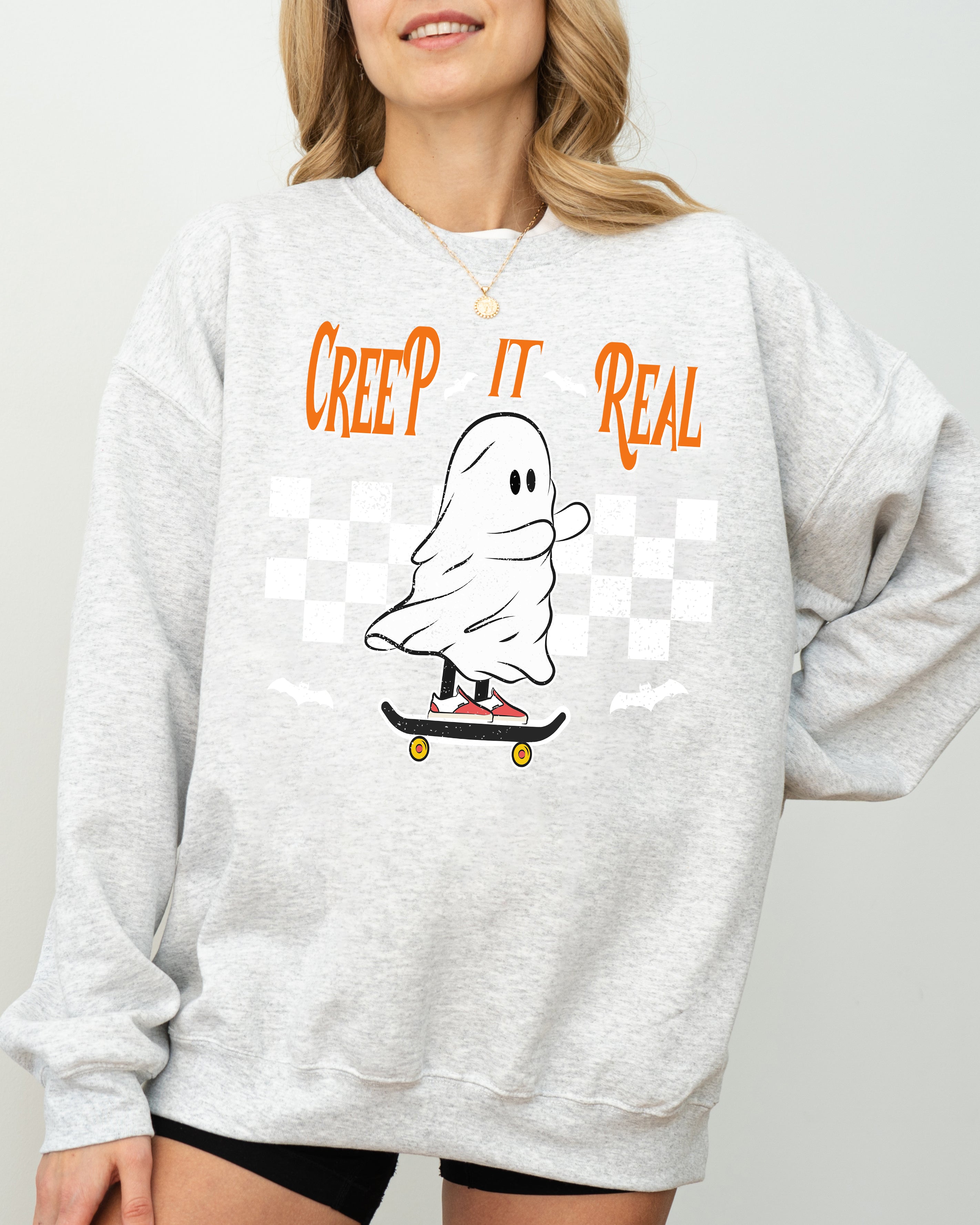 Creep It Real Ghost Skeleton Witch Halloween Meme Costume Night Spook Edition Sweatshirt